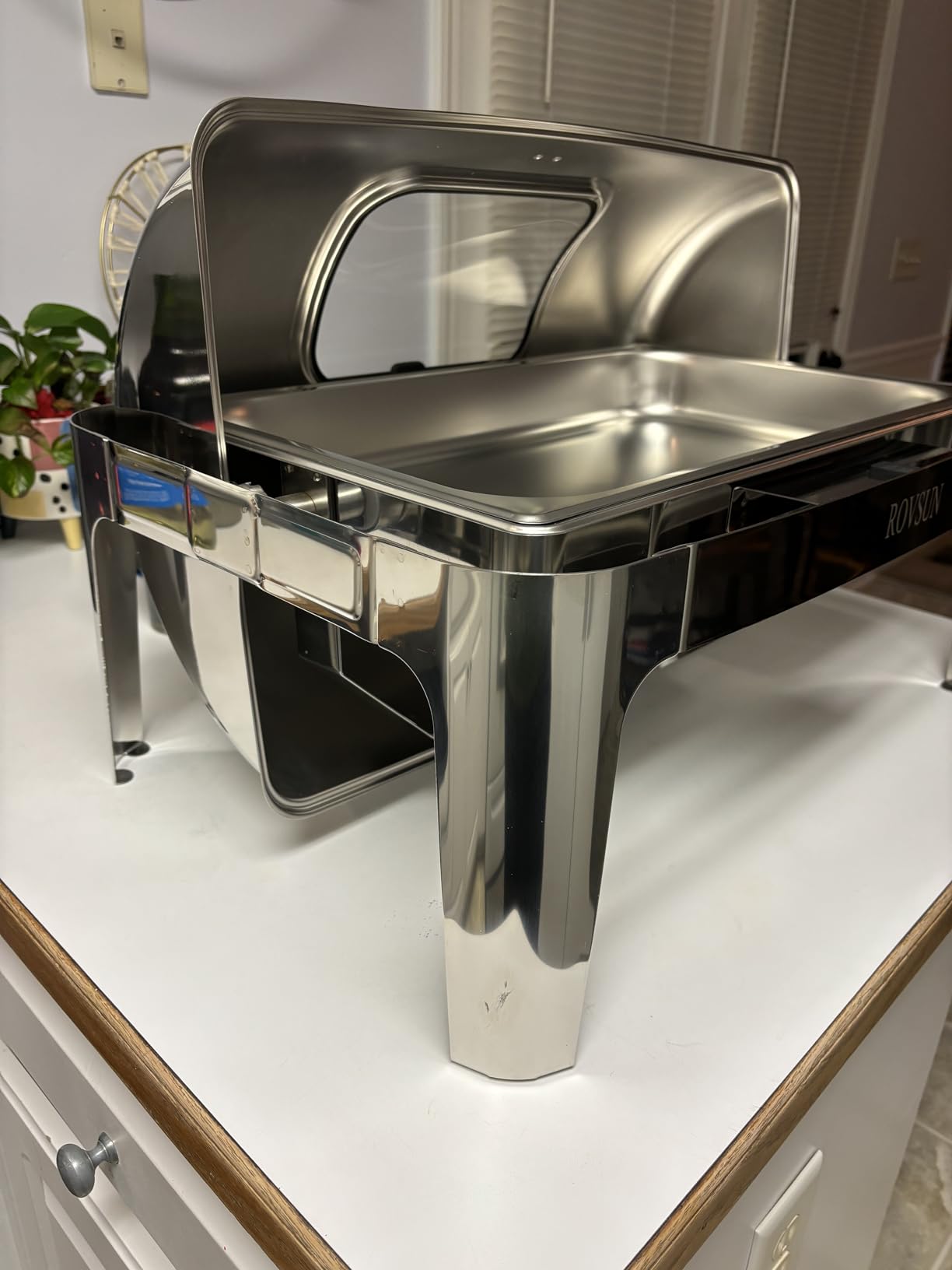 ROVSUN 9QT 3 Packs Roll Top Chafing Dish Buffet Set, Stainless Steel Chafers for Catering, Rectangular Buffet Servers and Warmers Set with Glass Window for Parties, Banquet, Wedding, Full Size customer photo 1