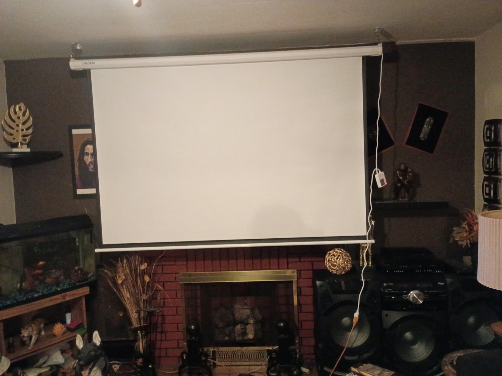Motorized Projector Screen with Remote Control, 100 Inch 4:3 Auto-Locking Portable Projection Screen, Manual Projector Screen Pull Down for Home Theater Office Classroom TV Usage (80