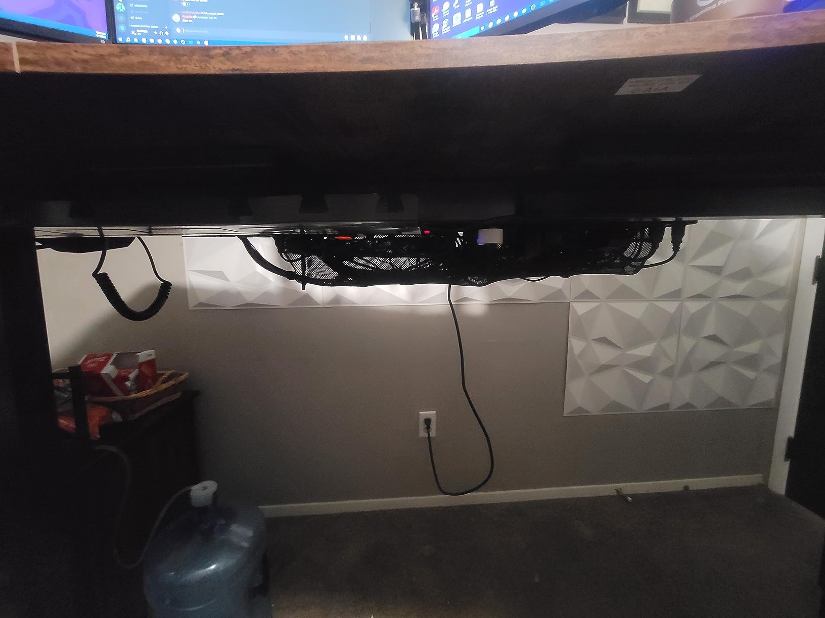 VIVO Black Clamp-on 36 in Mesh Net Cable Management Holder, DESK-AC36MH | No Drill, Under Desk Cable Net, Wire Organizer, Power Strip Holder, Adjustable Home Office Standing Desk Cord Storage Sleeve customer photo 1
