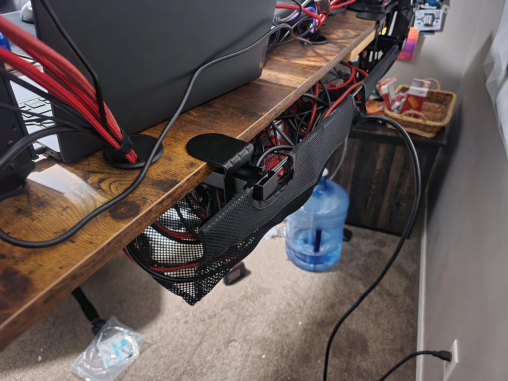VIVO Black Clamp-on 36 in Mesh Net Cable Management Holder, DESK-AC36MH | No Drill, Under Desk Cable Net, Wire Organizer, Power Strip Holder, Adjustable Home Office Standing Desk Cord Storage Sleeve customer photo 2