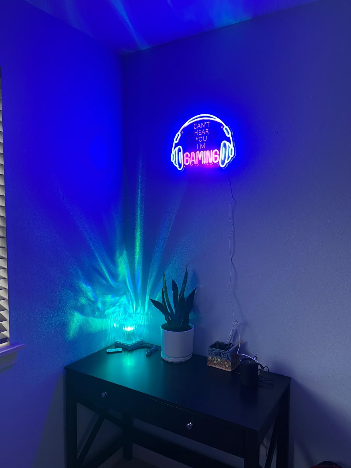 Gaming Neon Sign, Large Bright and Dimmable Colored LED Headset Gamer Neon Light and USB Powered Headphone Lightup Game Signs for Game Zone Video Room Boy Bedroom Wall Decor (Can't Hear You I'm Gaming) customer photo 2