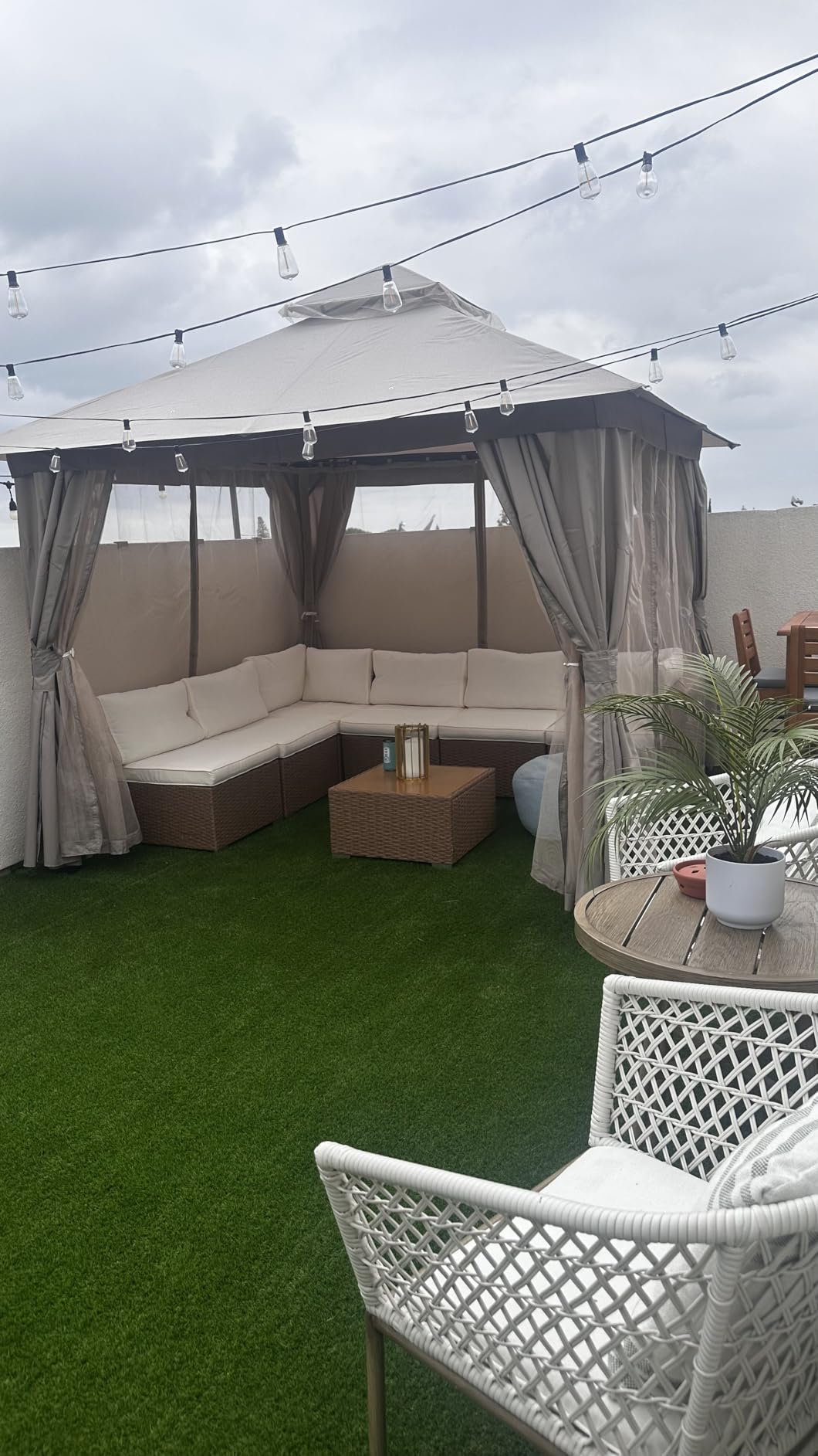 LAUSAINT HOME Gazebo 10x10ft, Heavy Duty Patio Gazebo with Expansion Bolts, Party Canopy Tent with Double Roofs, Mosquito Nettings and Privacy Screens for Backyard, Garden, Lawn, Khaki customer photo 1