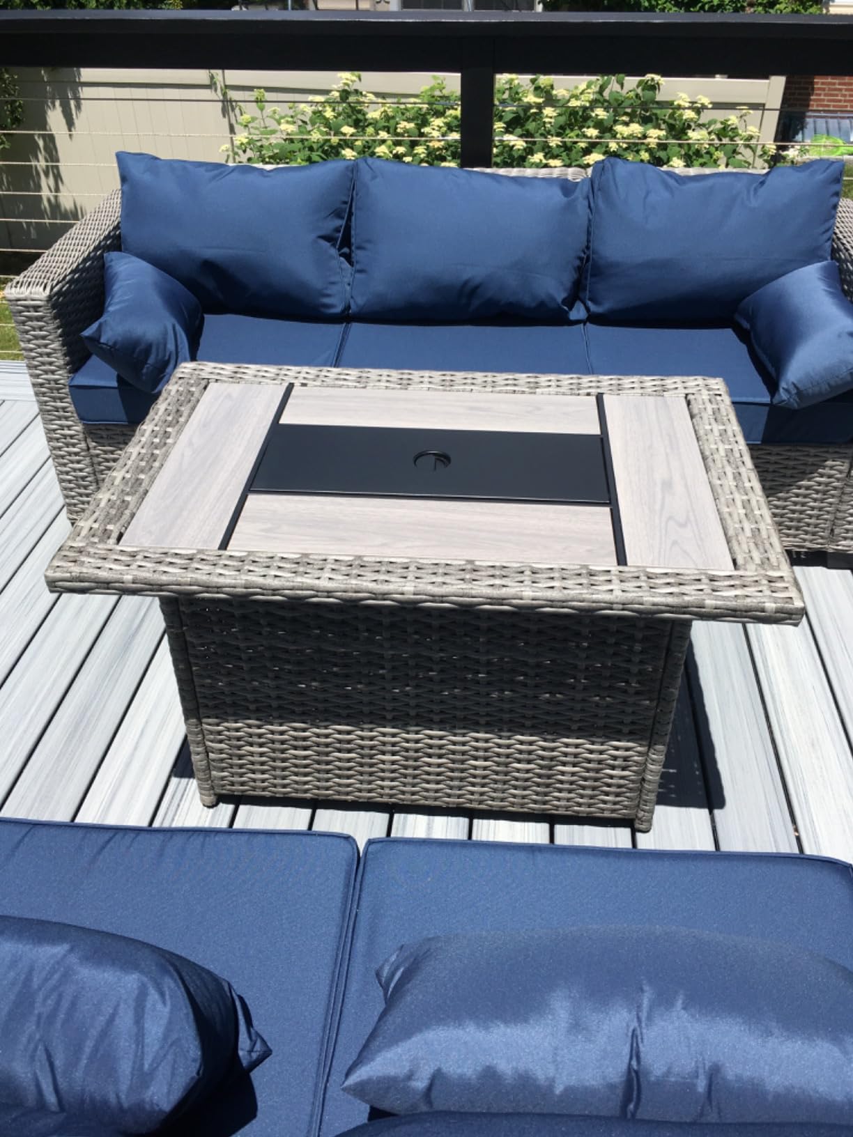Rattaner 7-Piece Outdoor Furniture Sets Patio Furniture Set with 45-inch Fire Pit Patio Couch Outdoor Chairs 60000 BTU Propane Fire Pit Table with Non-Slip Cushions Waterproof Covers, Light Grey customer photo 1