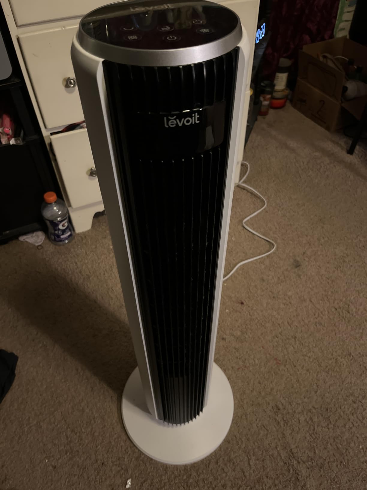 Levoit Tower Fan for Bedroom, 28ft/s Fans that Blow Cold Air, 28dB Quiet | Standing Floor Fan for Room, 90° Oscillating, 5 Speeds 4 Modes & Temp Sensor, Bladeless, 12H Timer, Remote, 36 inch, White customer photo 2