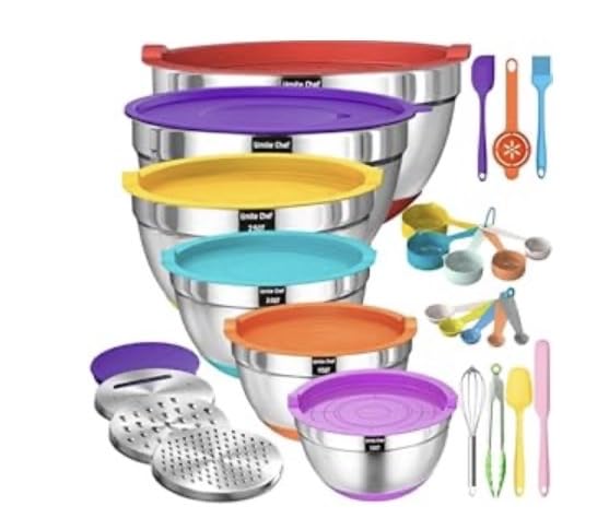 Umite Chef 26PCS Stainless Steel Mixing Bowls with Airtight Lids Set, Khaki customer photo 2