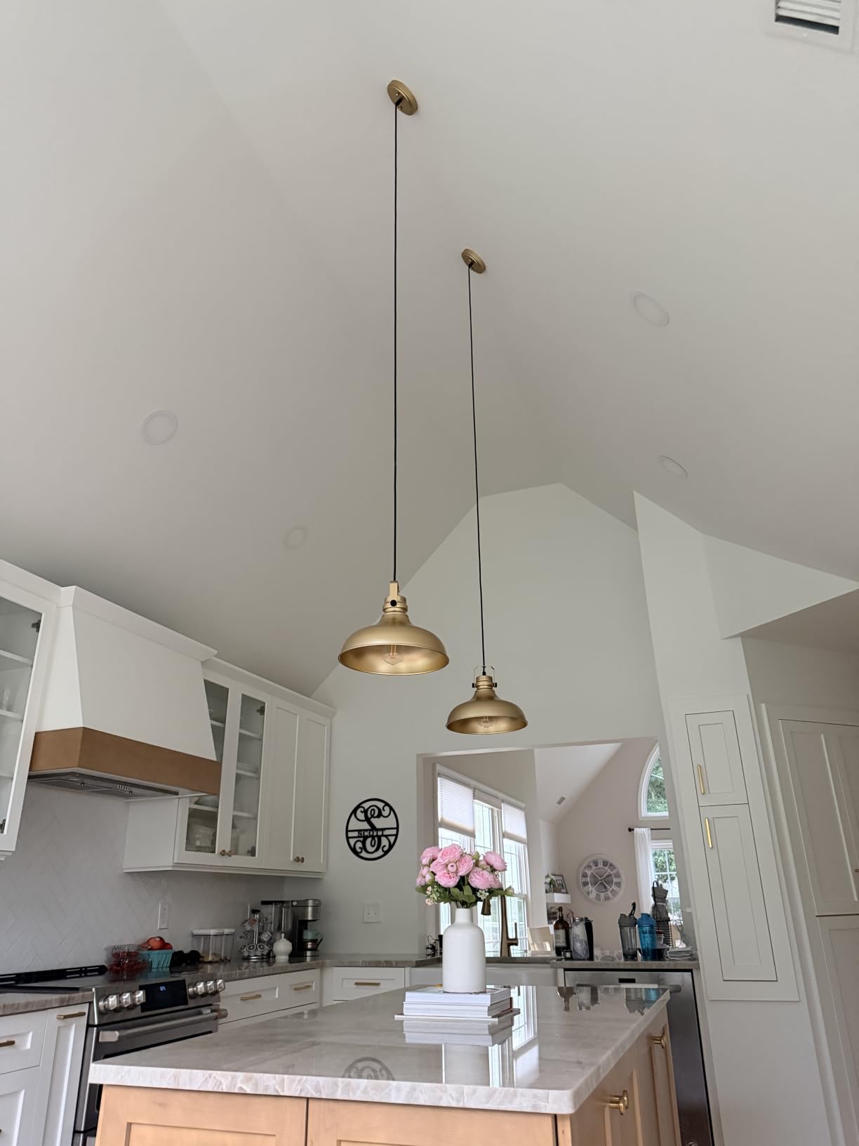 Black Farmhouse Pendant Lights Kitchen Island Fixtures | ETL Certificate, Industrial Adjustable Height Vintage Dome Hanging Light Fixtures for Barn, Dining Room 2 Pack customer photo 2