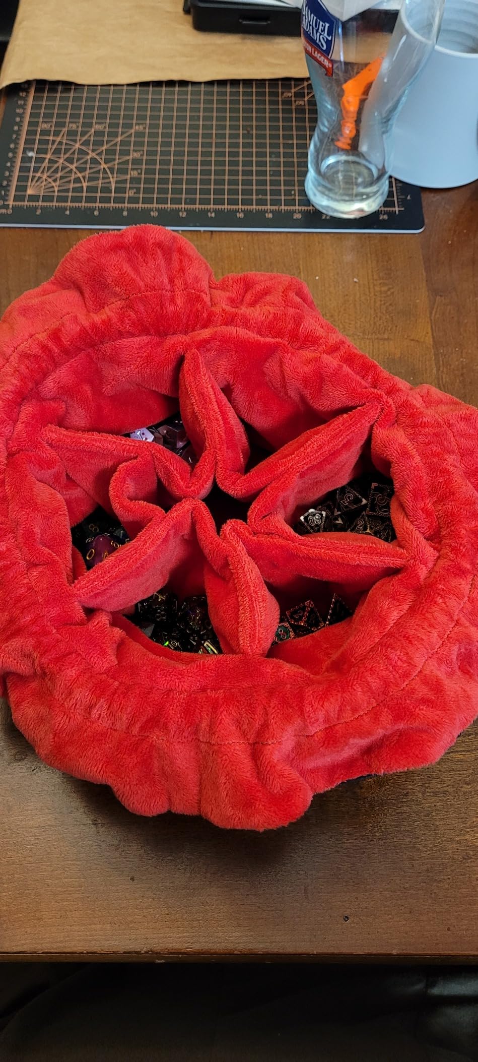 Large Dice Bags with Pockets Black Storage Bag with Drawstrings D20 Logo for DND RPG Game Dices - Capacity 200+ Dice customer photo 1