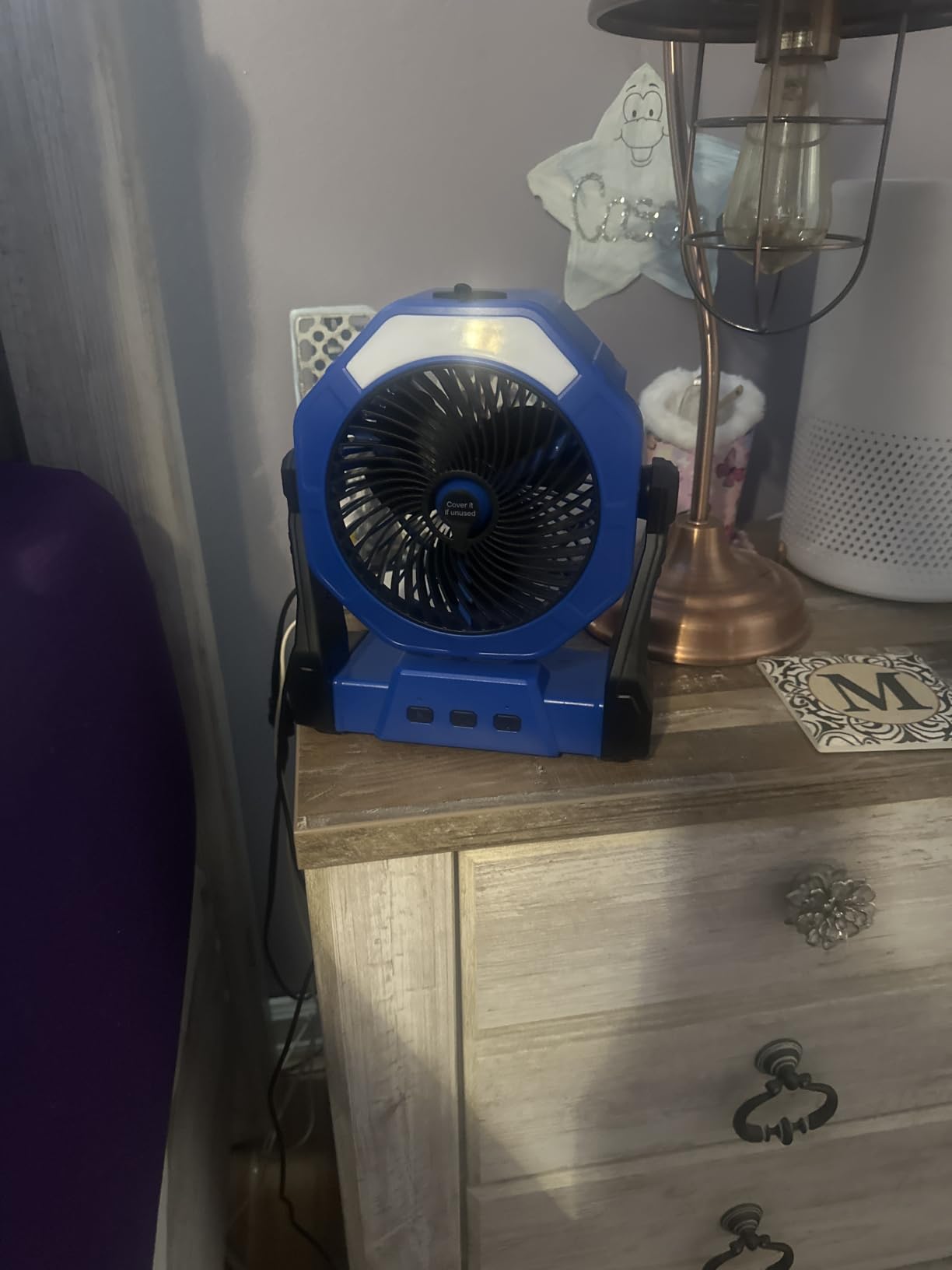 Ausic Portable Misting Fan, Outdoor Rechargeable Fan, LED Light, Hook, 35H | 8