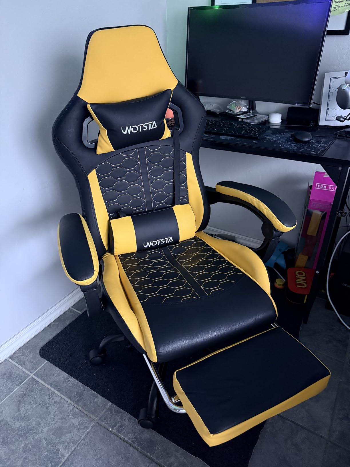 Gaming Chair with Massage, Ergonomic PC Gaming Chair with Footrest Comfortable Headrest and Lumbar Support, High Back, 300LBS (Grey) customer photo 1
