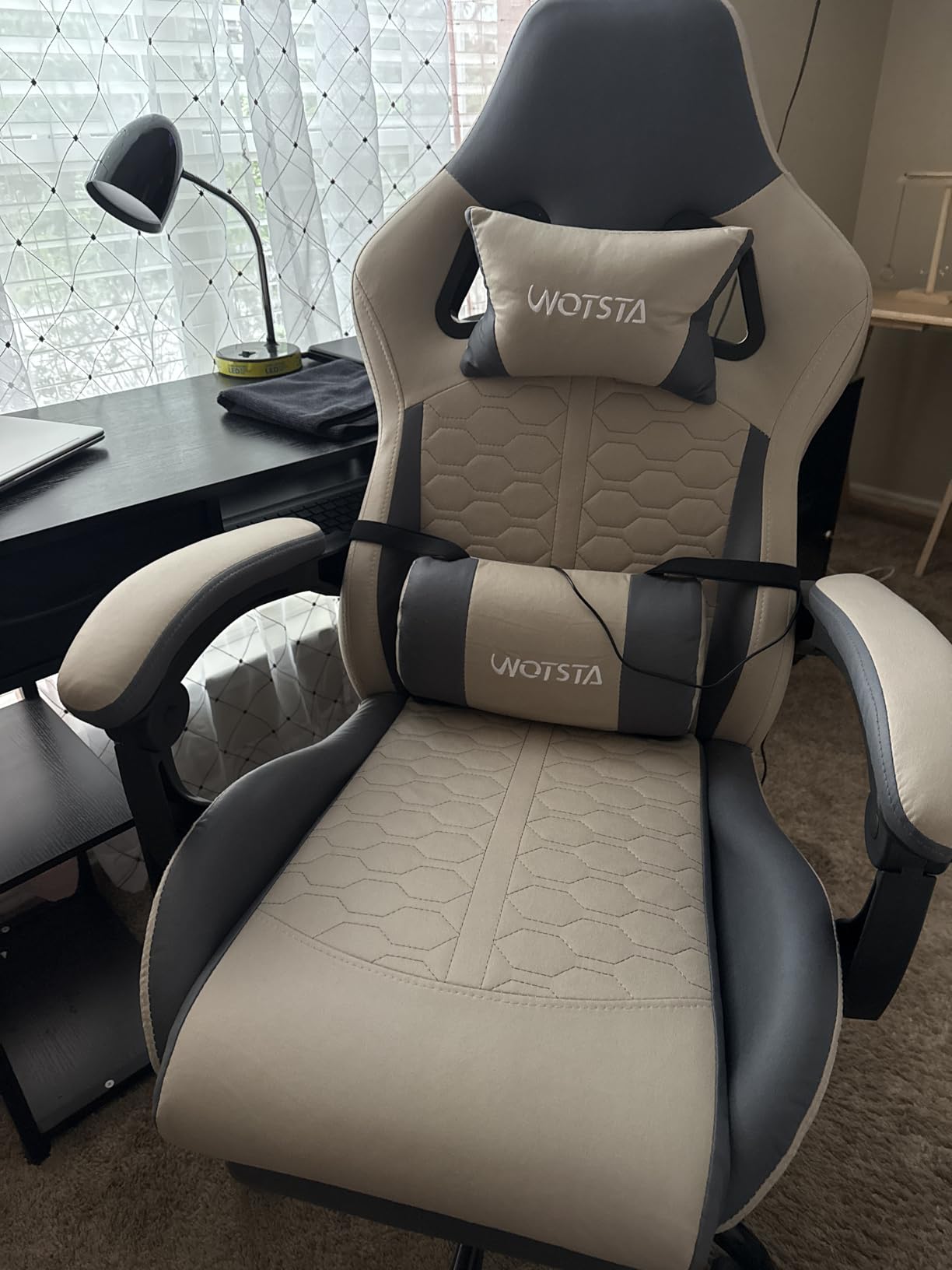 Gaming Chair with Massage, Ergonomic PC Gaming Chair with Footrest Comfortable Headrest and Lumbar Support, High Back, 300LBS (Grey) customer photo 2