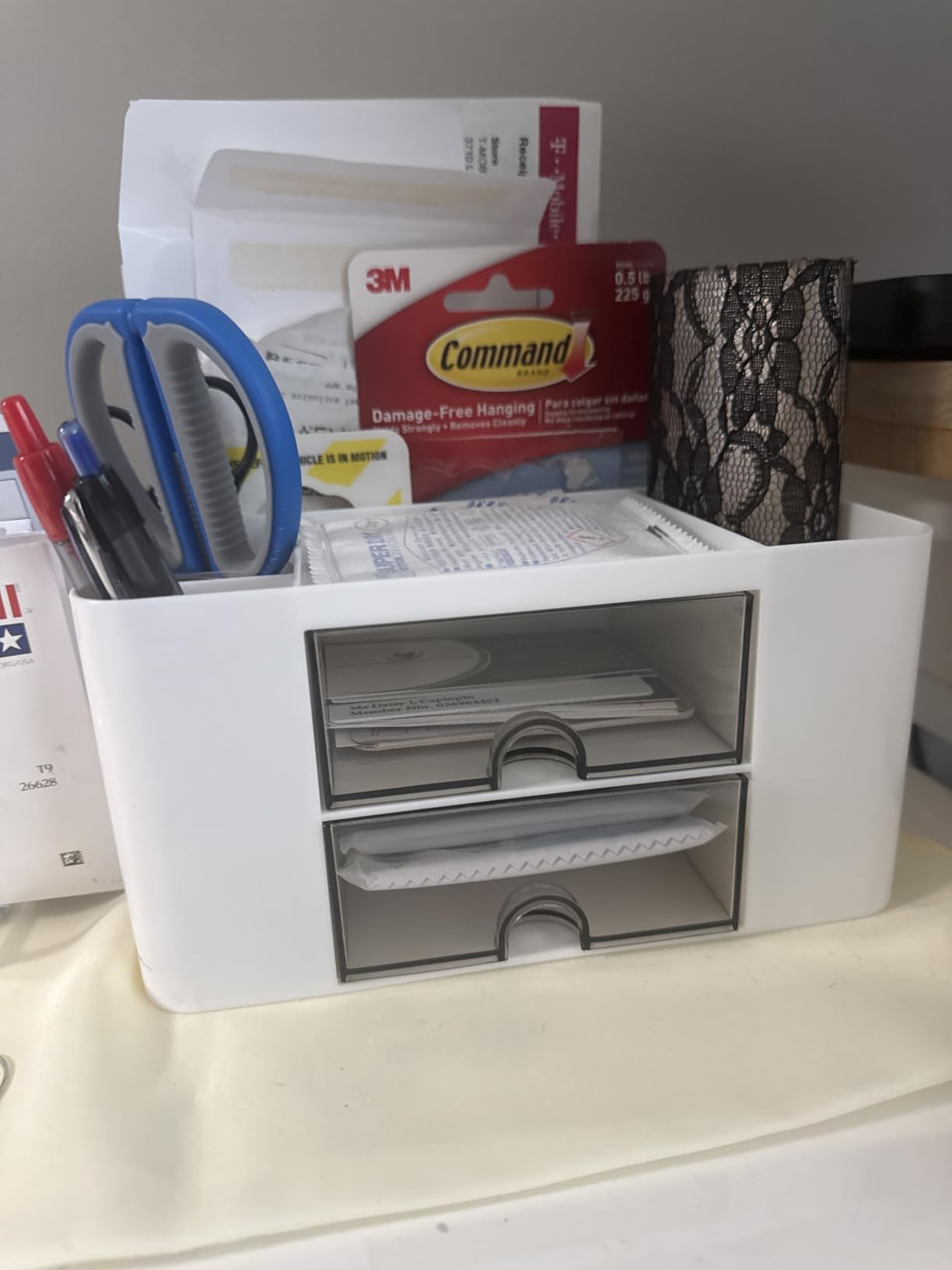 Marbrasse Pen Organizer with 2 Drawer, Multi-Functional Pencil Holder for Desk, Desk Organizers and Accessories with 5 Compartments + Drawer for Office Art Supplies (White) customer photo 1