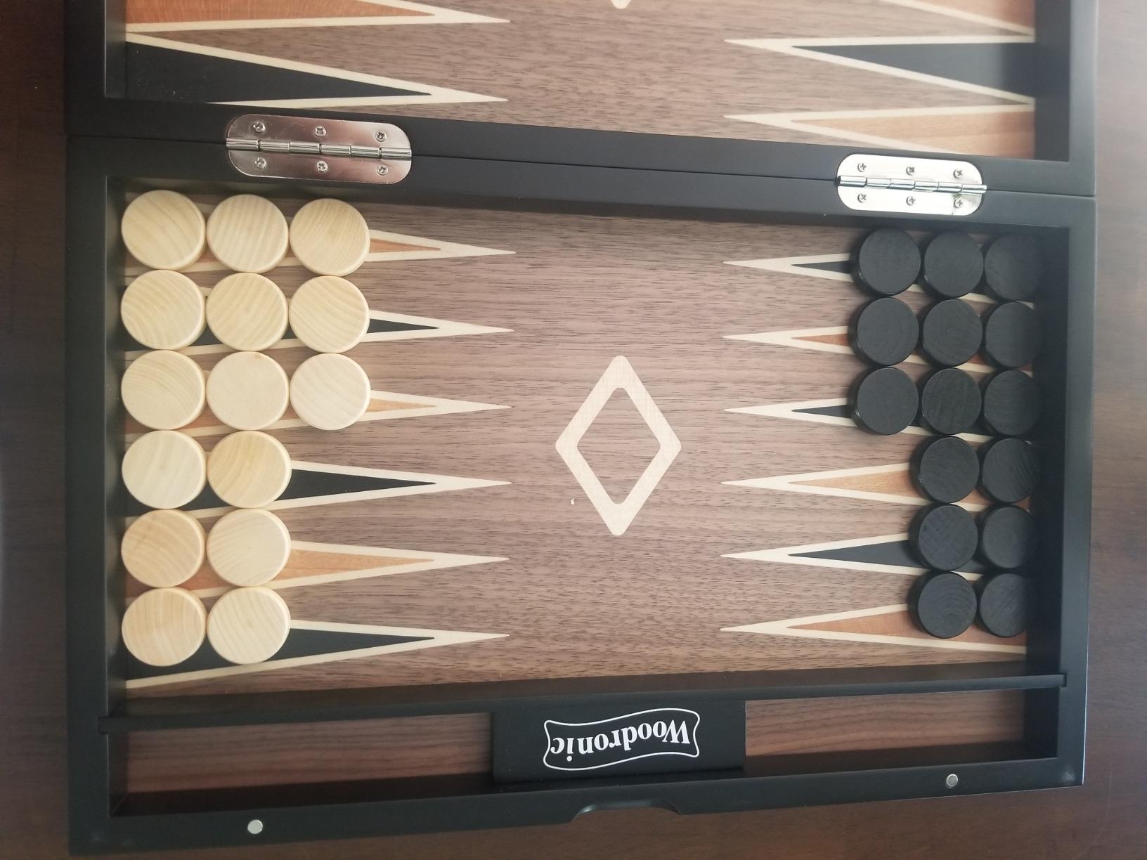 Wooden Backgammon Set for Adults - 19 Inch Classic Board Game Case - Premium Folding Backgammon Set with Wooded Playing Pieces, Dices - Large Wood Inlaid Travel Backgammon Game Set for 2 Players customer photo 1