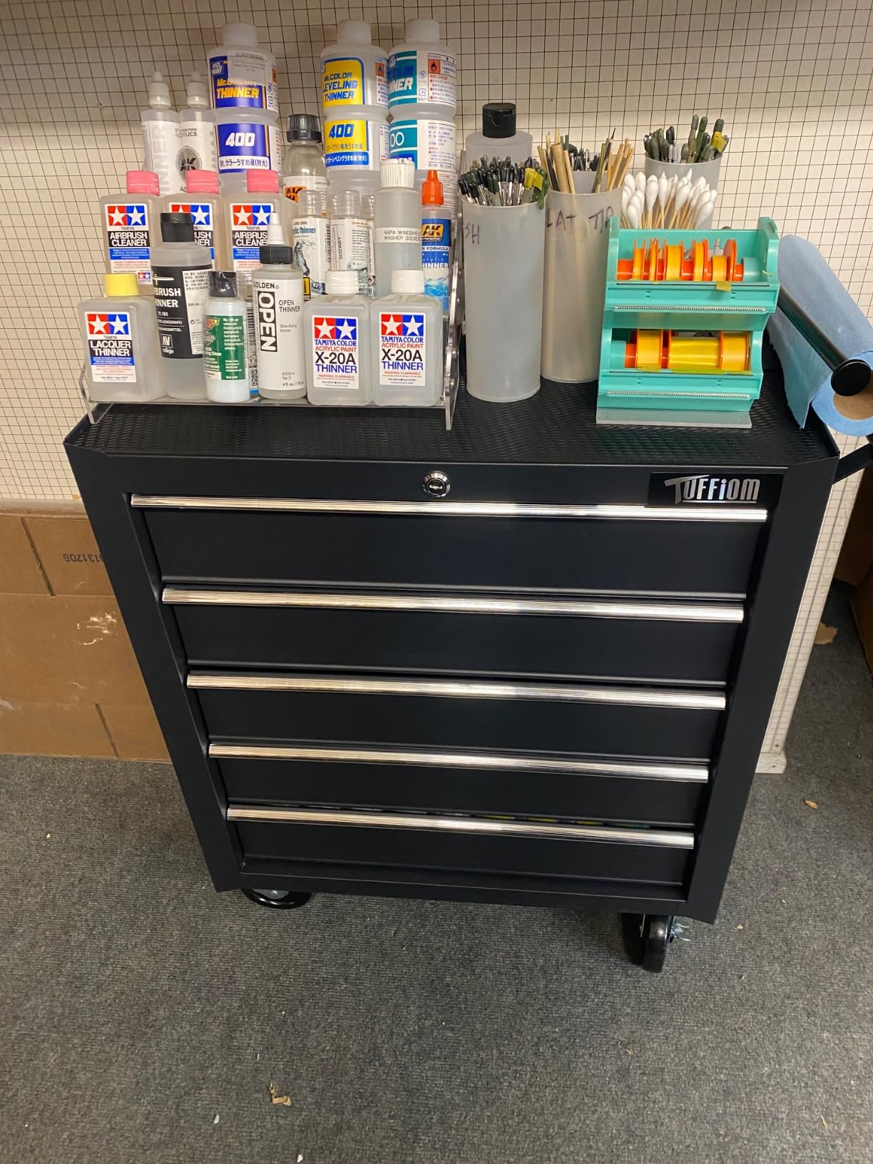 TUFFIOM 5-Drawer Rolling Tool Chest w/Drawers & Lock, Tool Storage Cabinet with Lockable Wheels, Top Cushion & Drawer Liners, Tool Organizer Box for Garage, Warehouse & Repair Shop customer photo 2