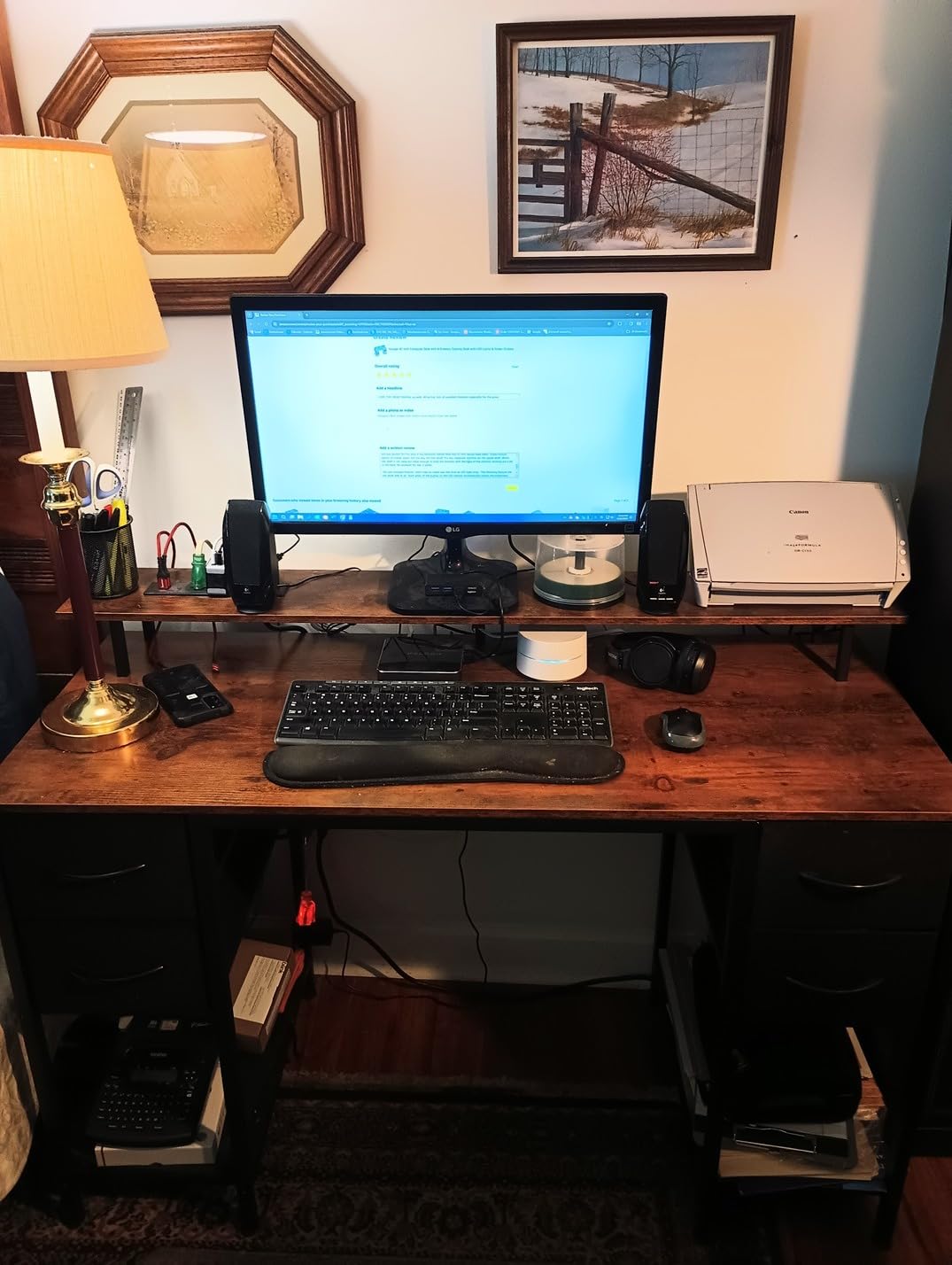 Huuger 47 inch Computer Desk with Power Outlets & 4 Drawers | Gaming Desk with LED Lights, Home Office Desk with Large Storage Space for Bedroom, Work from Home, Black customer photo 1