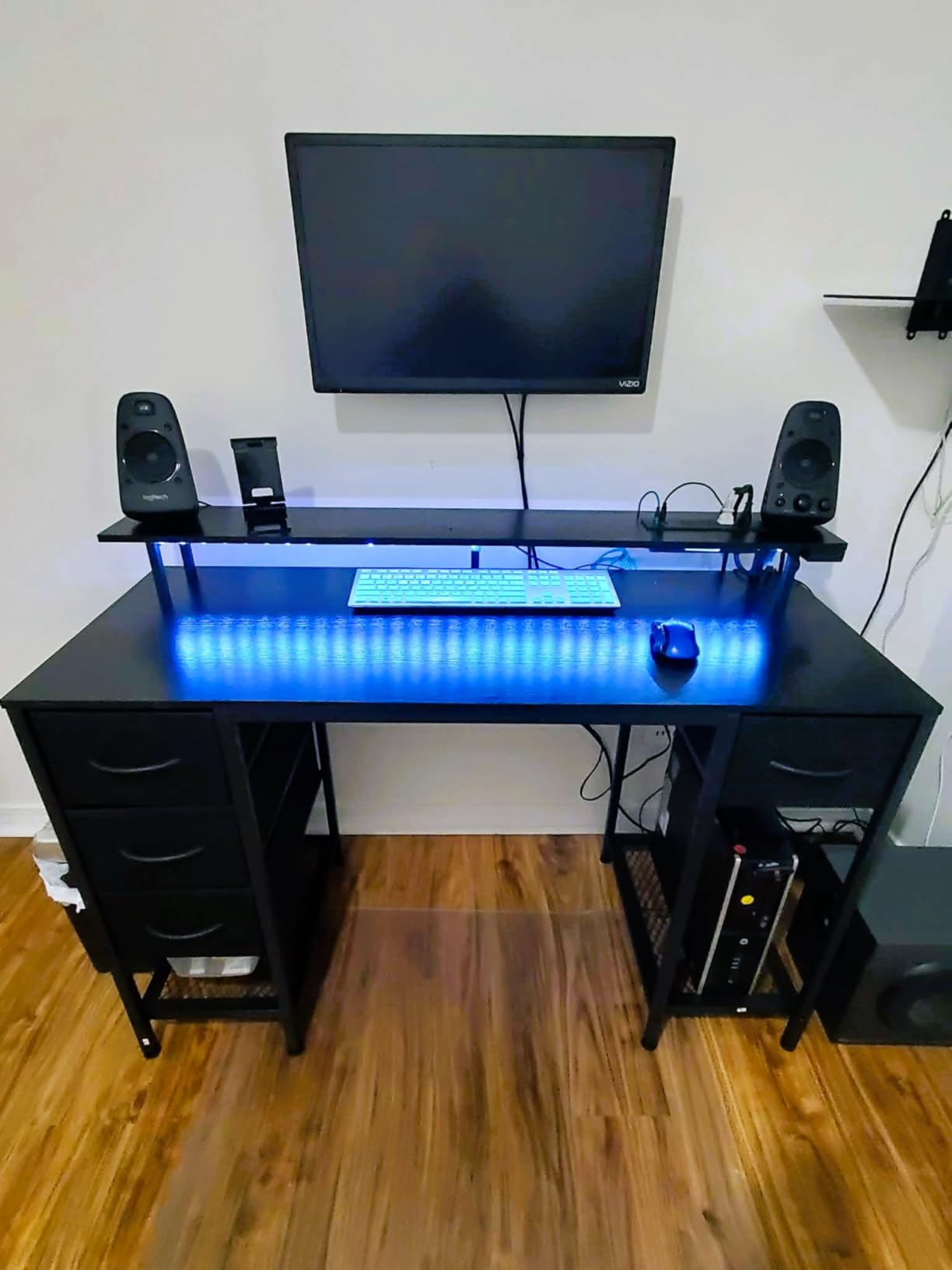Huuger 47 inch Computer Desk with Power Outlets & 4 Drawers | Gaming Desk with LED Lights, Home Office Desk with Large Storage Space for Bedroom, Work from Home, Black customer photo 2