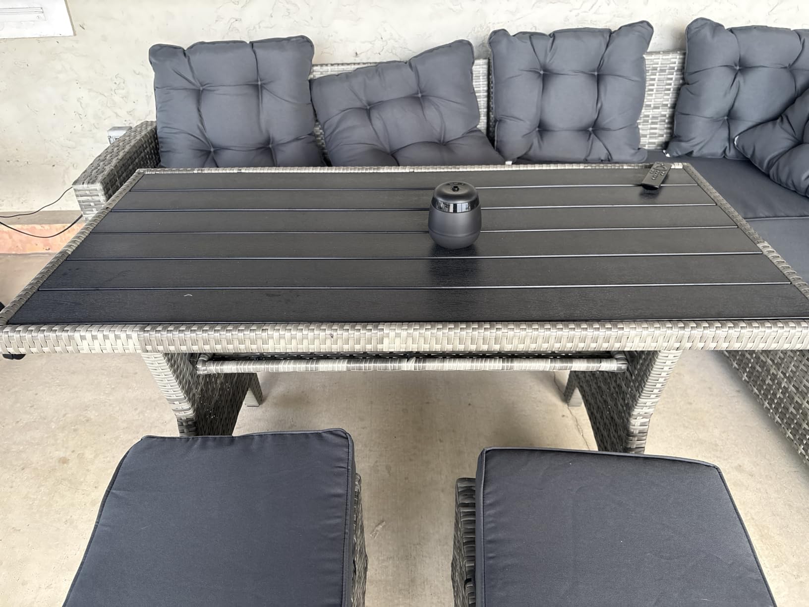KROFEM 4 Piece Patio Furniture Set, Outdoor Wicker Conversation Set | Washable Cushions, 2 Armchairs + Loveseat Sofa + Coffee Table, Rustproof Steel Frame, Grey customer photo 2