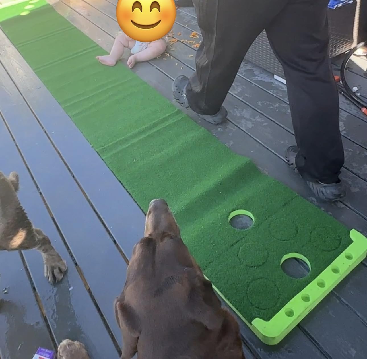 Golf Putting Game Set, Indoor Putting Green Mat with Front Border | Golf Putting Mat Include 4 Golf Balls, 1 Portable Bag, 2 Flags & Cups, Practice Training Aid for Backyard, Party, Office, Outdoor customer photo 2