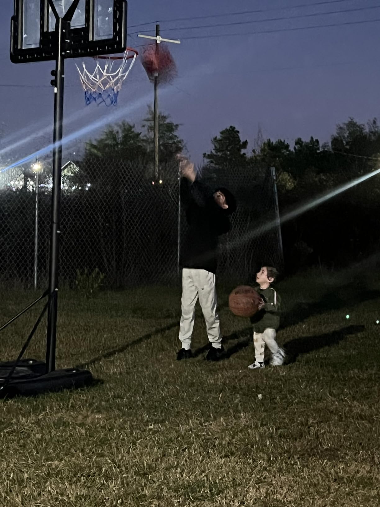 Yohood Basketball Hoop Outdoor, 4.4-10FT Adjustable Height Basketball Goal | 44 Inch Shatterproof PC Backboard, Portable Basketball Hoop for Kids/Teens/Adults In Backyard, Driveway and Indoor customer photo 2