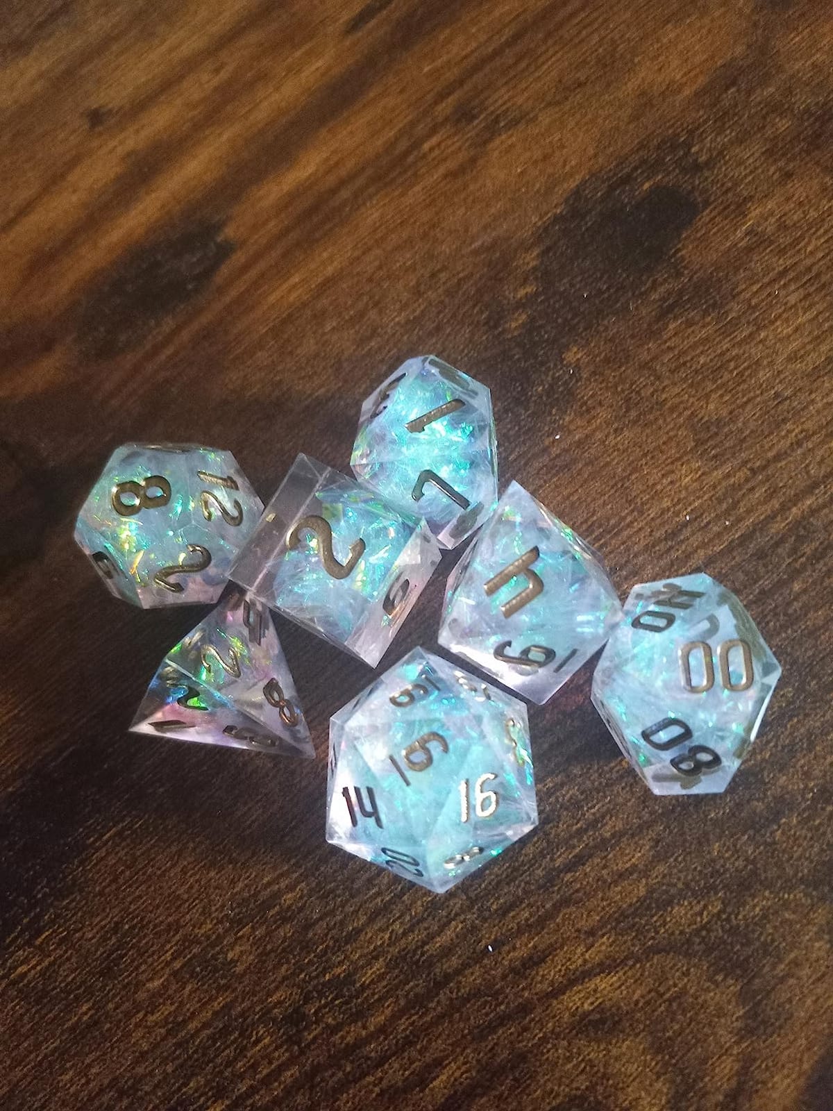 Cusdie Frosted Dice Sharp Edge DND Dice,7 PCs D&D Dice for RPG(Transparent) customer photo 1
