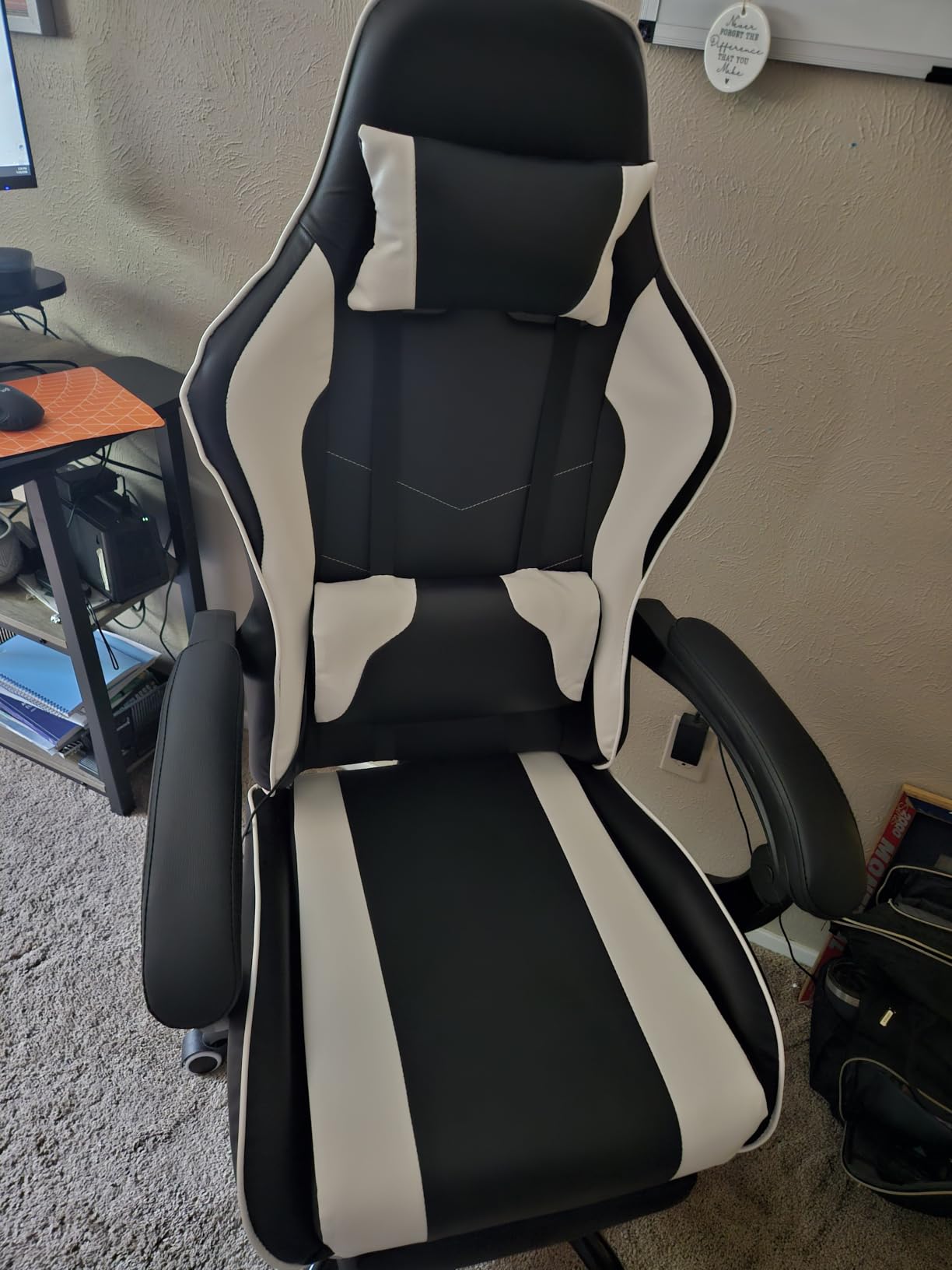 Homall Gaming Chair, Video Game Chair with Footrest and Massage Lumbar Support, Ergonomic Computer Chair Height Adjustable with Swivel Seat and Headrest (White) customer photo 2