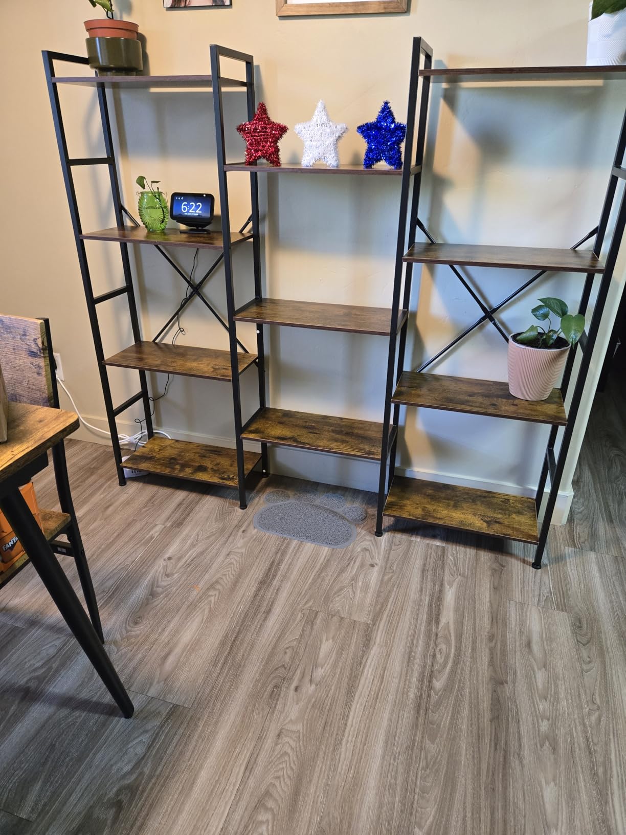 SUPERJARE Triple Bookshelf, Bookcase with 11 Open Display Shelves, Wide Book Shelf Book Case for Home & Office, 4 Tier, Brown customer photo 2