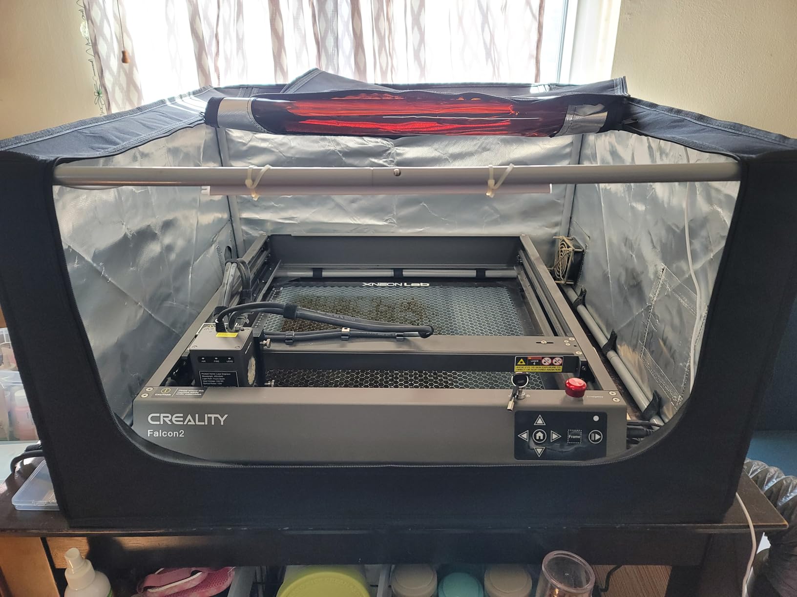 Creality Laser Engraver Enclosure, Isolate Smoke Laser Cutting Machine Protective Cover, Against Odor and Noise Enclosure with Vent for Creality, xTool and Other Laser Engraver, 27.5x28.3x15.7 inch customer photo 2