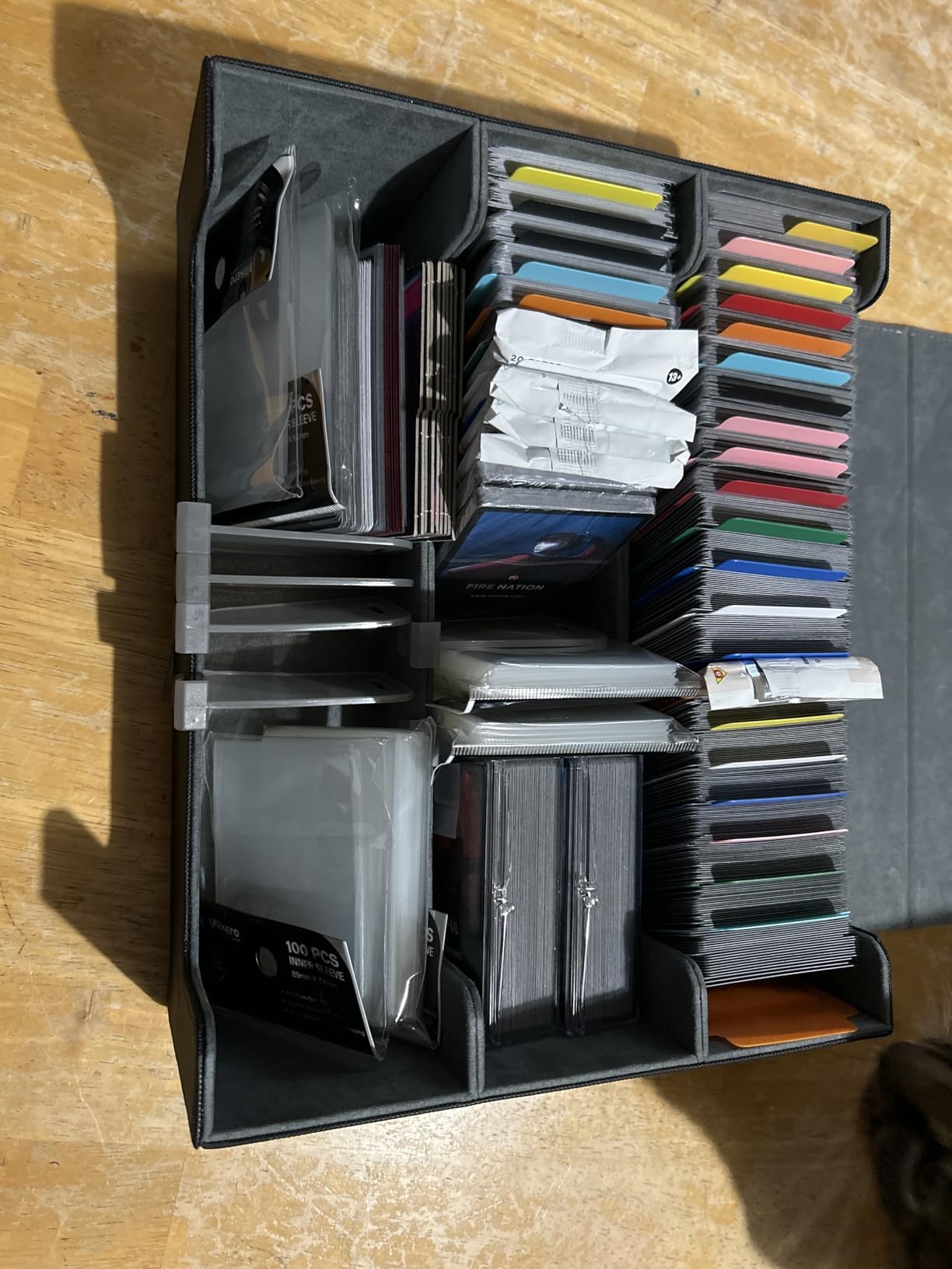 UAONO Trading Card Storage Box for 1800+ Sleeved Cards, Bulk Card Storage | Magnetic Closure PU Leather Card Organizer with 10 Dividers & 3 Stoppers for MTG, PTCG, TCG, Sports Cards (Black) customer photo 1