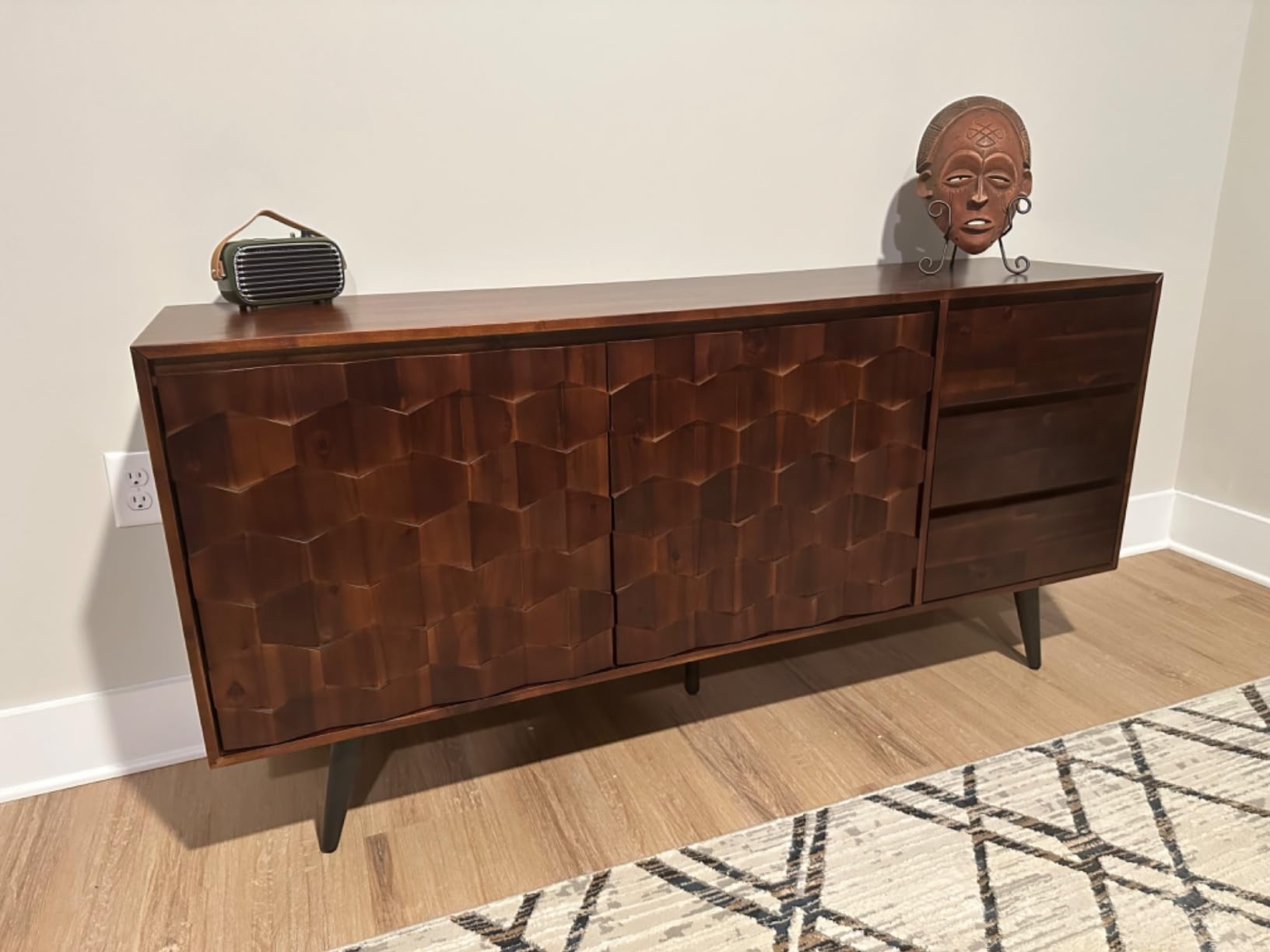 Bme Georgina Sideboard 2 Doors & 3 Drawers, Mid Century, Teak Brown, 61