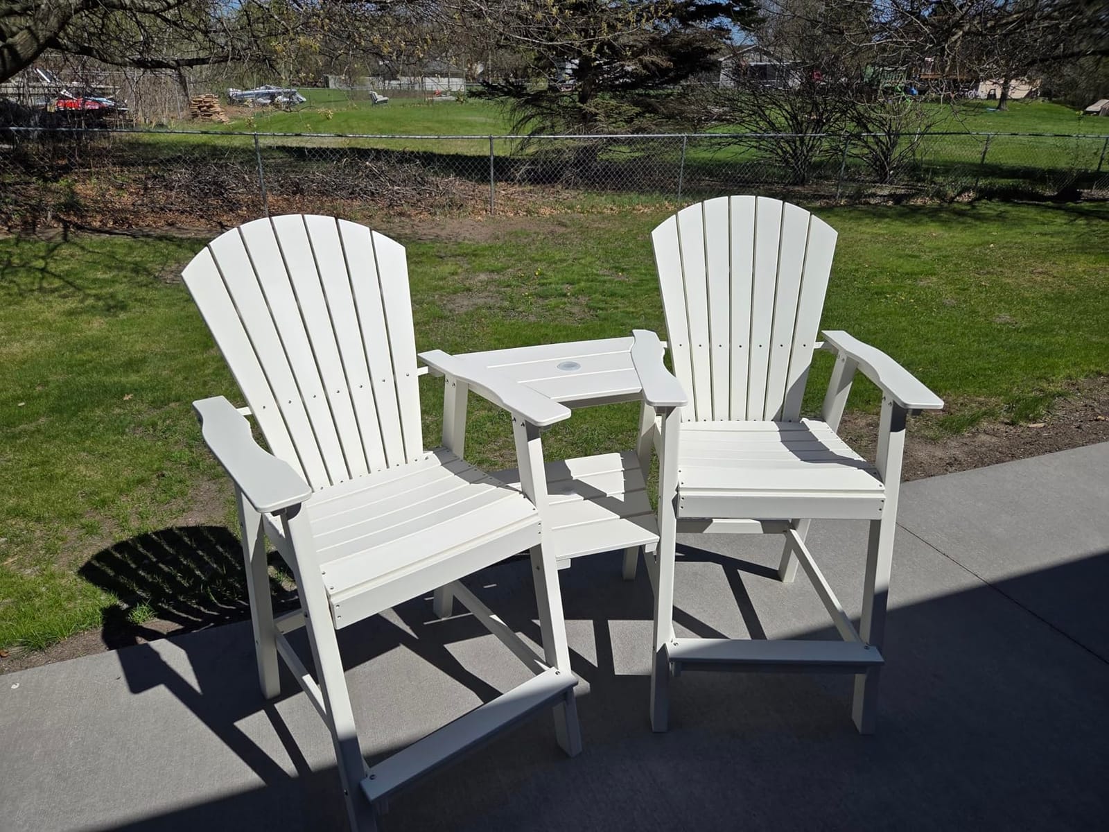 FOOWIN Tall Adirondack Chairs Set of 2 with Double Connecting Trays | All Weather HDPE Bar Height Adirondack Chair Heavy-Duty Adirondack Barstools for Balcony, Deck, Backyard, Patio Grey customer photo 1