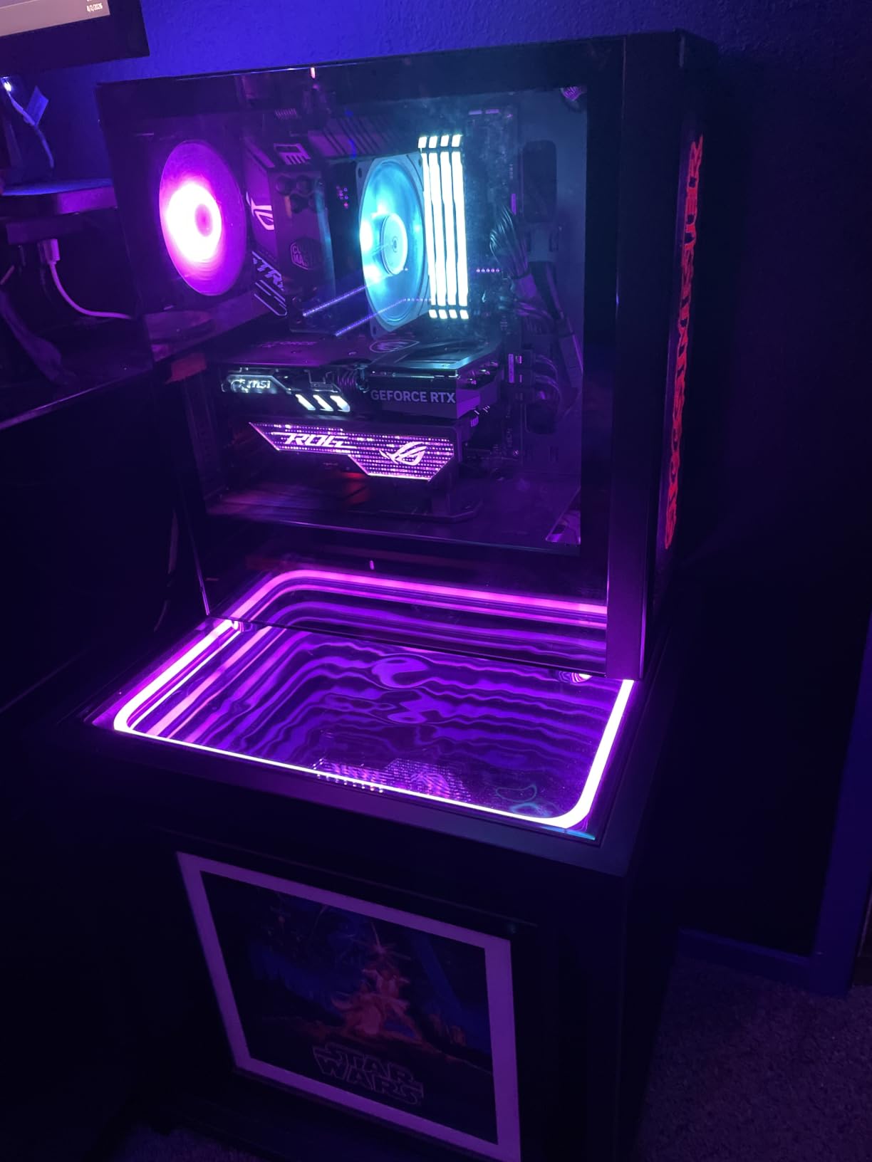 FUSLITE 3D Infinity Mirror Light Table, RGB Side Table | with 3D Infinity Illusion Mirror. Futuristic light table decor for living rooms, bedrooms, and parties. customer photo 1