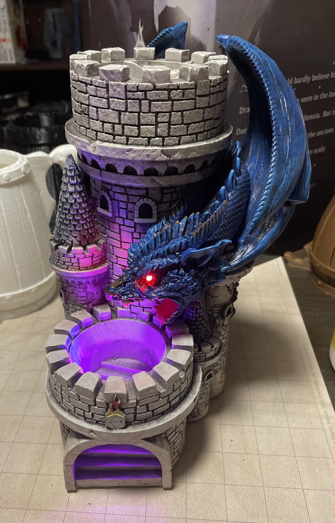 Forged Dice Co. Dragon's Keep Dice Tower - Hand Painted Dice Rolling Tower Castle with LED Lights, Made from Heavy Duty Resin - Compatible with DND Accessories, D&D 5e, and Standard RPG Dice (Black) customer photo 2