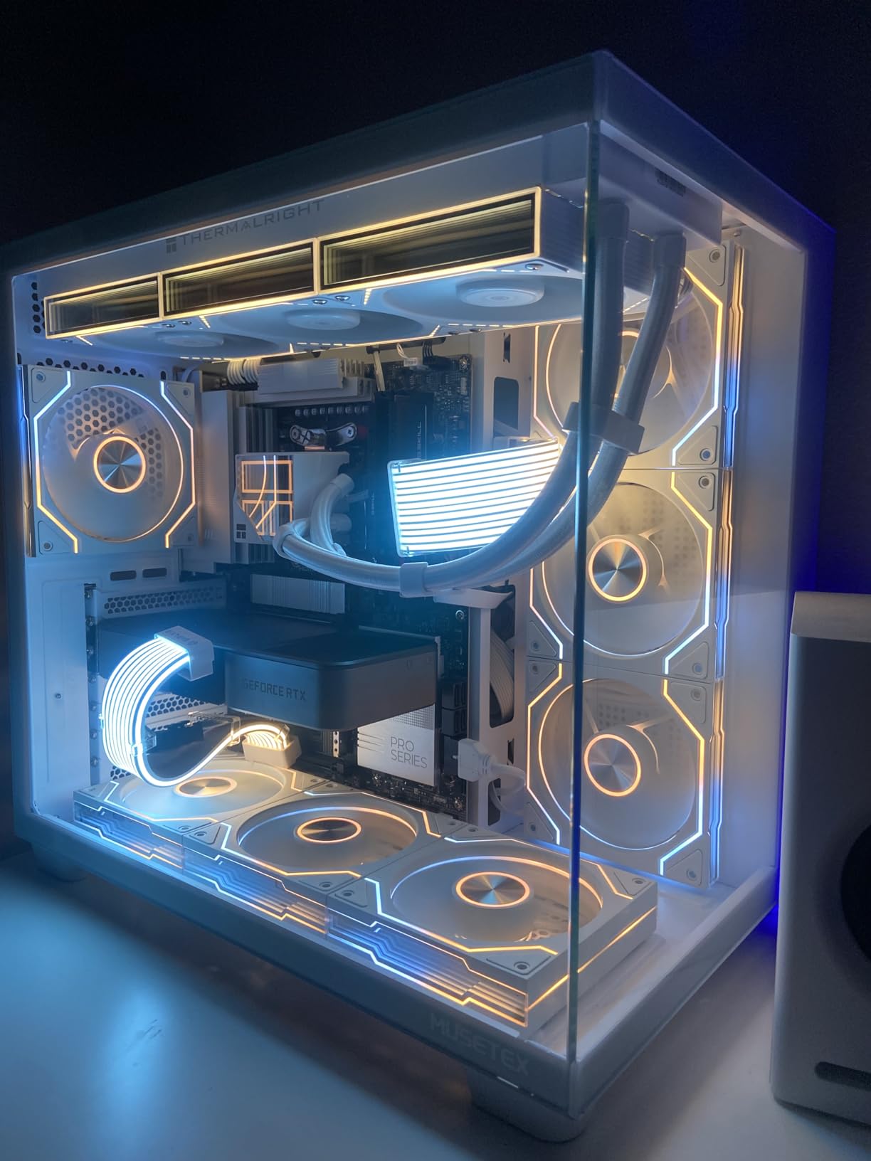 MUSETEX ATX PC Case, 6 PWM ARGB Fans Pre-Installed, 360MM RAD Support, Type-C Gaming PC Case, 270° Full View Tempered Glass Mid Tower, Pure White ATX Computer Case, Y6 customer photo 2