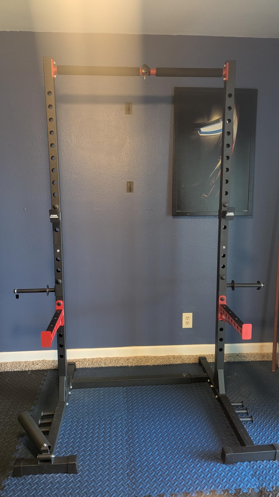 FLYBIRD SR1 Squat Rack, Adjustable Power Rack for 6FT/7FT Barbells | Squat Rack for Home Gyms with Pull-Up Bar, 22 Adjustment Positions, J-Hooks and Safety Spotter Arms w/ 110/180LBS Home Package customer photo 1