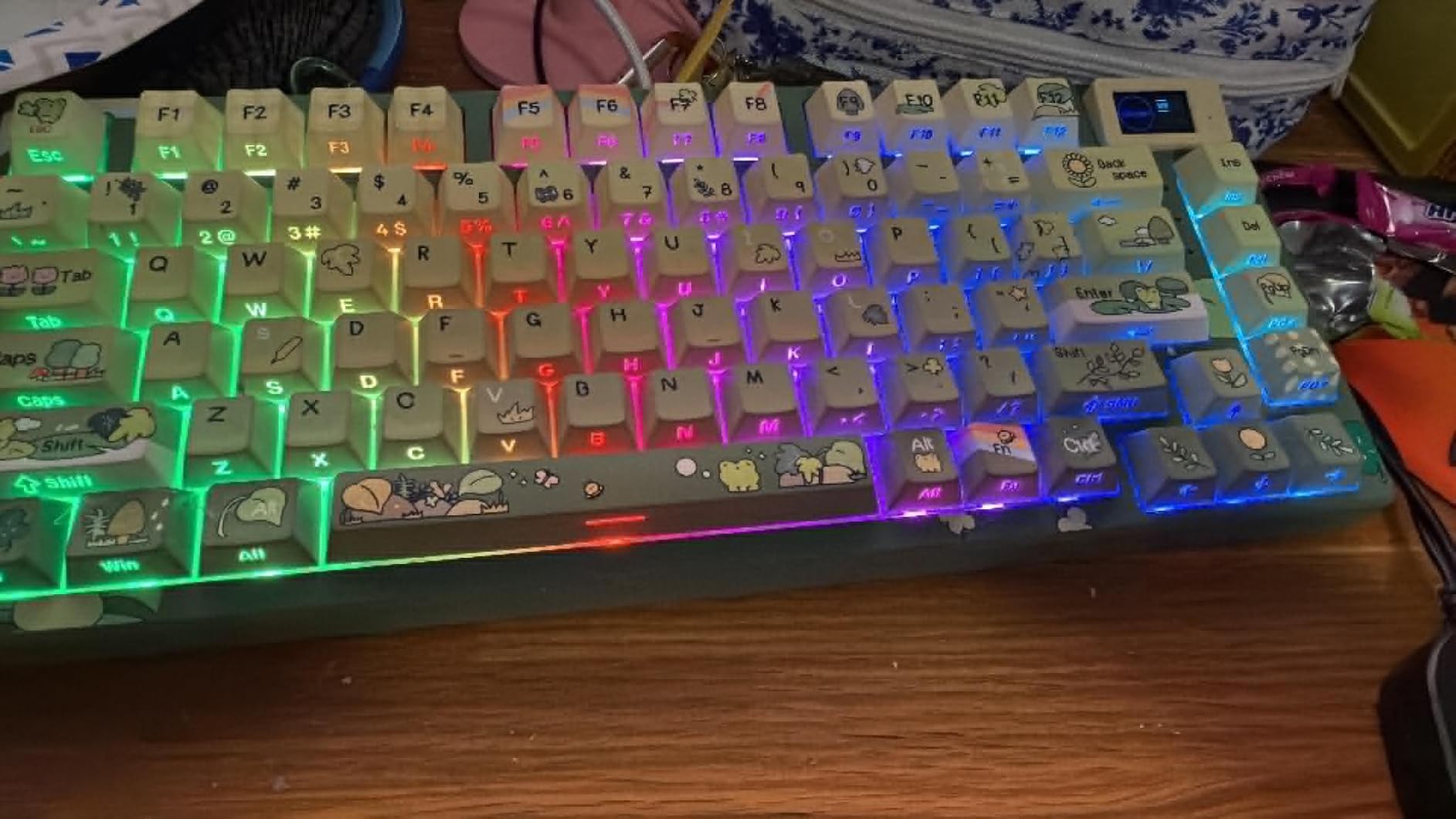 Womier SK80 75% Keyboard with Color Multimedia Display Gaming Keyboard, Creamy Sound Mechanical Wired Hot Swappable Gasket RGB Custom Keyboard, Pre-lubed Stabilizer for Mac/Win, Black Kanagawa customer photo 1