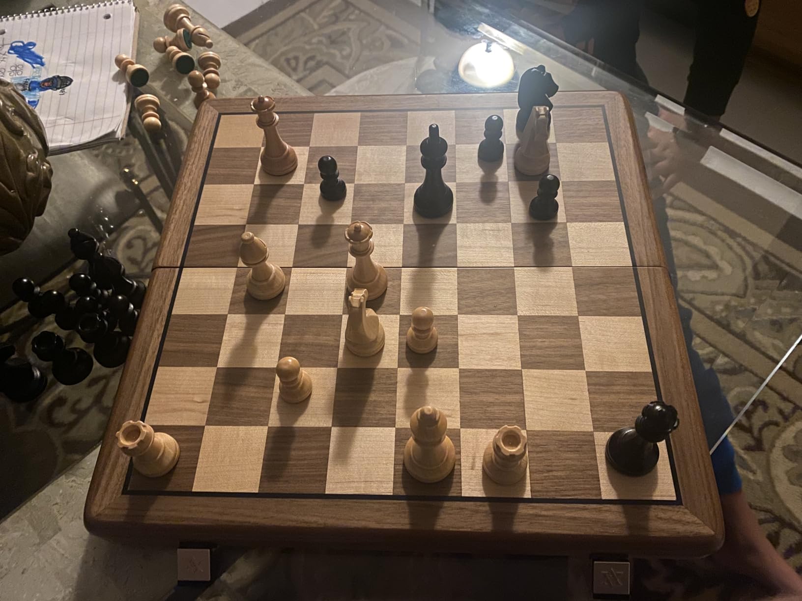 A&A Premium Chess Board Game Set, 15'' Wooden Chess Board & 3'' King Height Unique Chess Pieces with 2 Extra Queens, Portable Travel Chess Set for Adults Kids (Natural Walnut, 15 Inches) customer photo 2