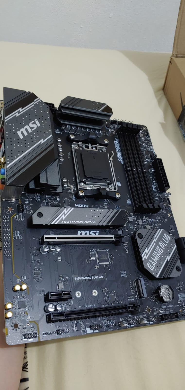 MSI B650 Gaming Plus WiFi Gaming Motherboard (AMD Ryzen 9000/8000/7000 Series Processors, AM5, DDR5, PCIe 4.0, M.2, SATA 6Gb/s, USB 3.2 Gen 2, HDMI/DP, Wi-Fi 6E, Bluetooth 5.3, 2.5Gbps LAN, ATX) customer photo 1