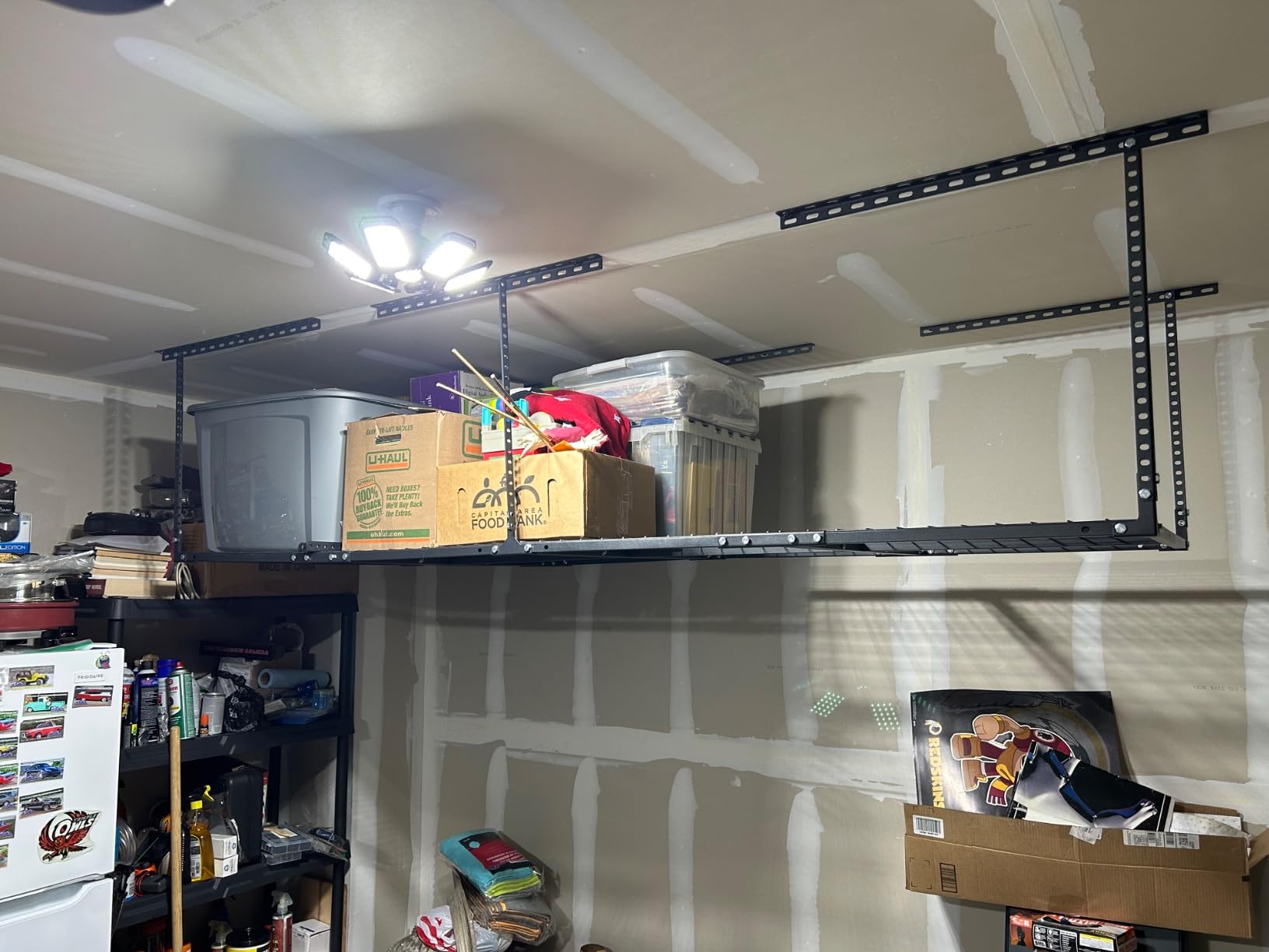 Soywey 3 x 8FT Overhead Garage Storage Rack, Adjustable Ceiling Storage Racks, Garage Shelving Heavy Duty Storage Organizer System, Load 600LBS Weight (Black) customer photo 1