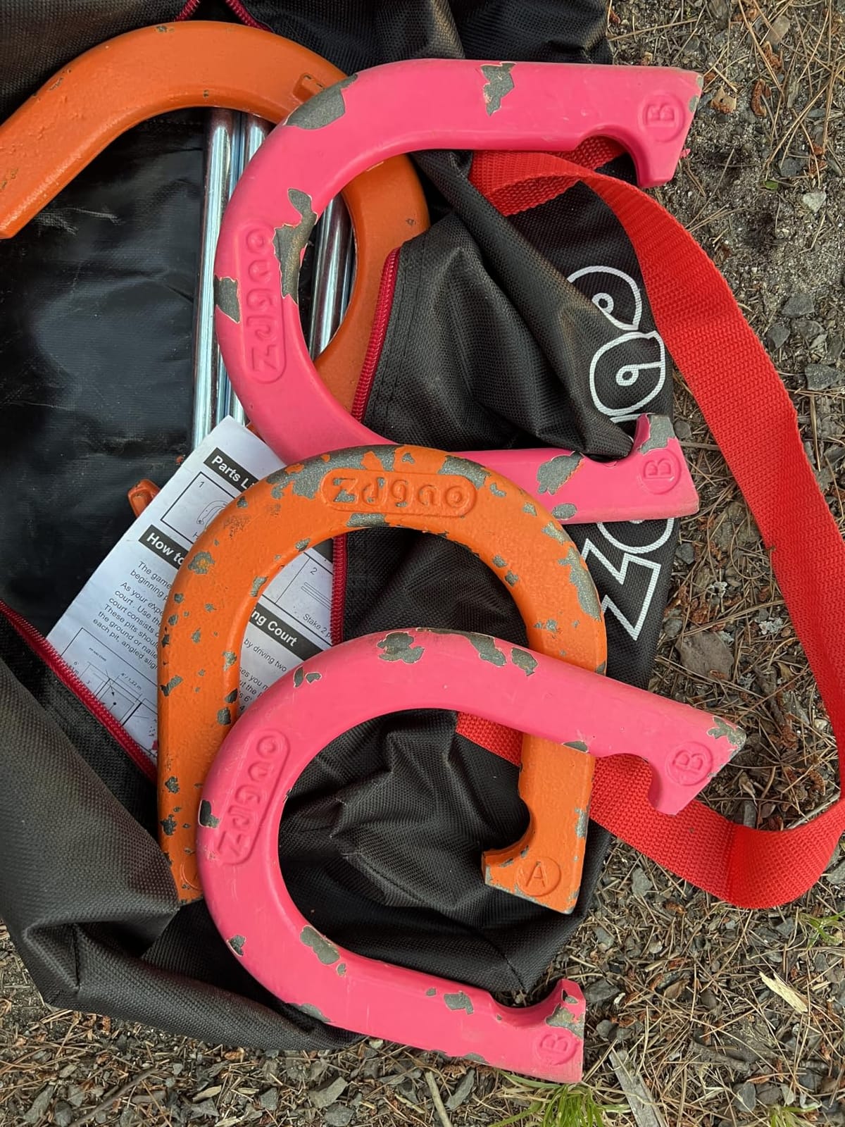 Horseshoes Outside Game Set-Portable Outdoor Horseshoe Set Includes 4 Professional Solid Steel Horseshoes with Solid Steel Stakes & Carrying Bag, Perfect for Backyard and Beach customer photo 1