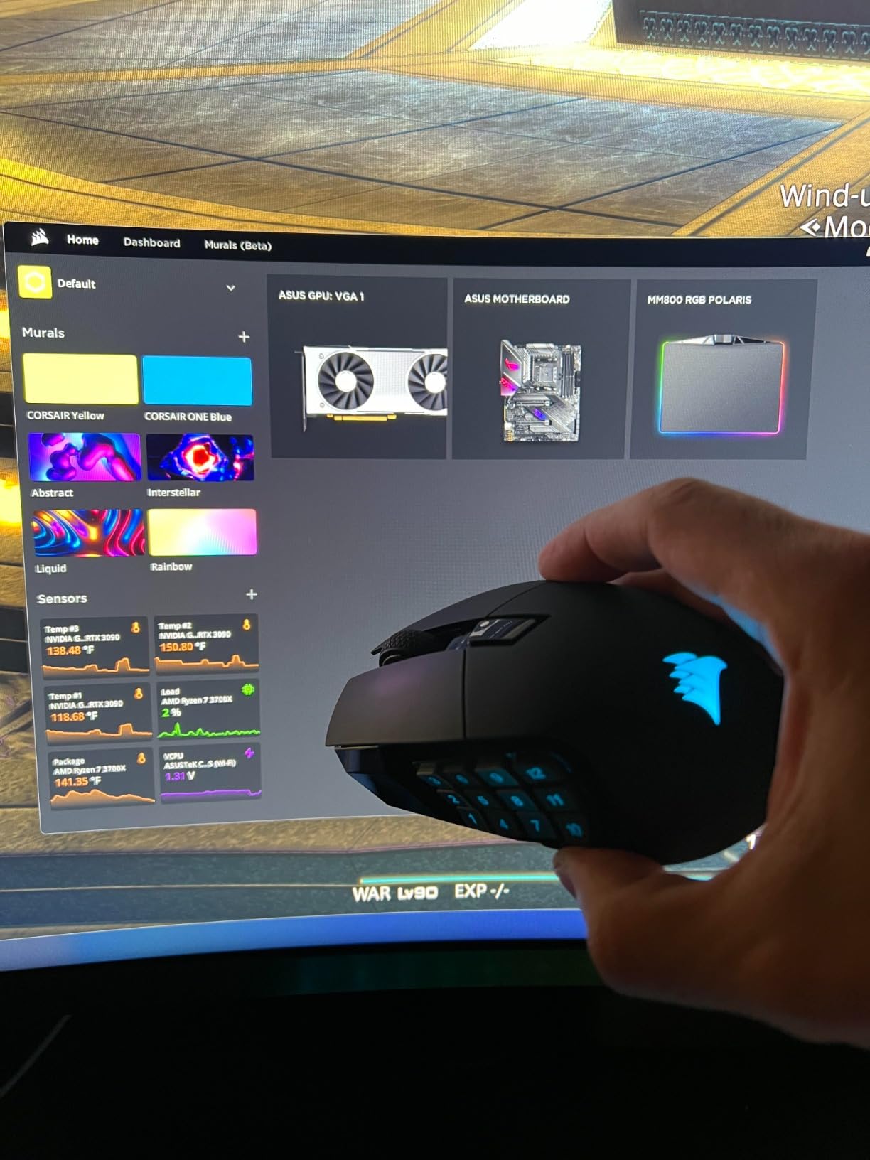 Corsair Scimitar Elite RGB Wireless MMO Gaming Mouse - 26,000 DPI - 16 Programmable Buttons - Up to 150hrs Battery - iCUE Compatible - Black customer photo 1