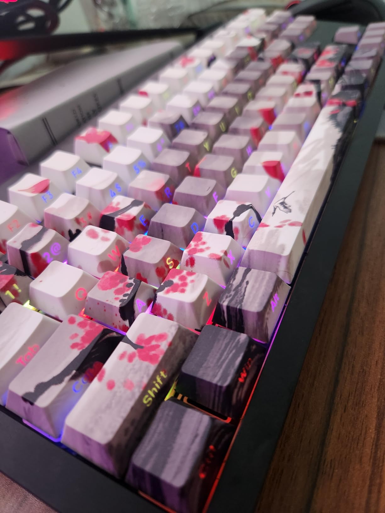 Tsungup PBT Keycaps Set-Custom Keycaps for Mechanical Keyboard Key caps | Landscape painting Side Print Shine Through DoubleShot 135 Keys Cherry Profile Keycaps for Cherry MX Switches Mechanical customer photo 2