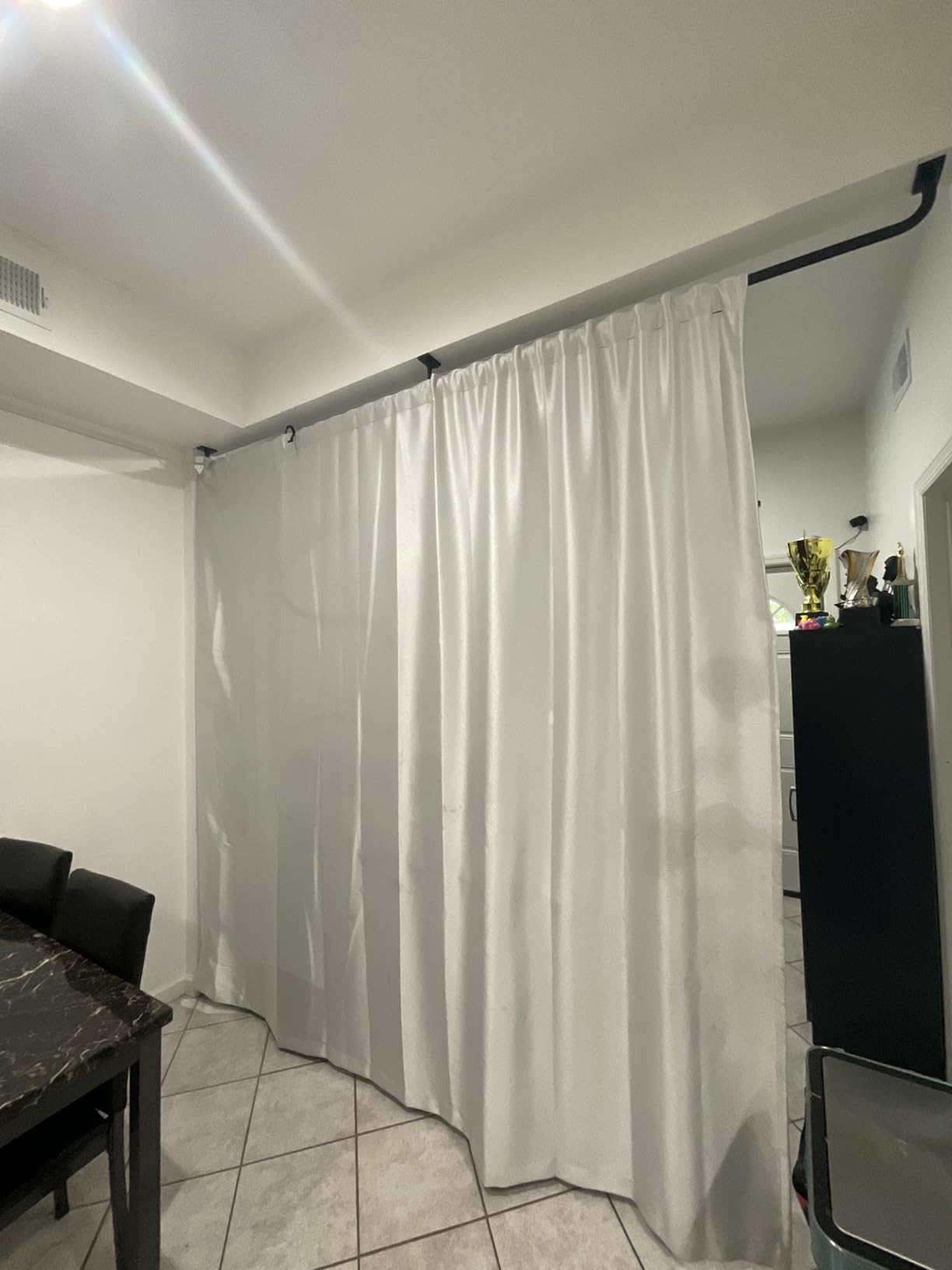 Room Divider Curtains Total Blackout Privacy Curtain Panel Room Thermal Insulated Noise Reduction Curtains for Bedroom Window Living Room Ceiling Track Curtain W 8.3 ft × H 7 ft Black customer photo 1