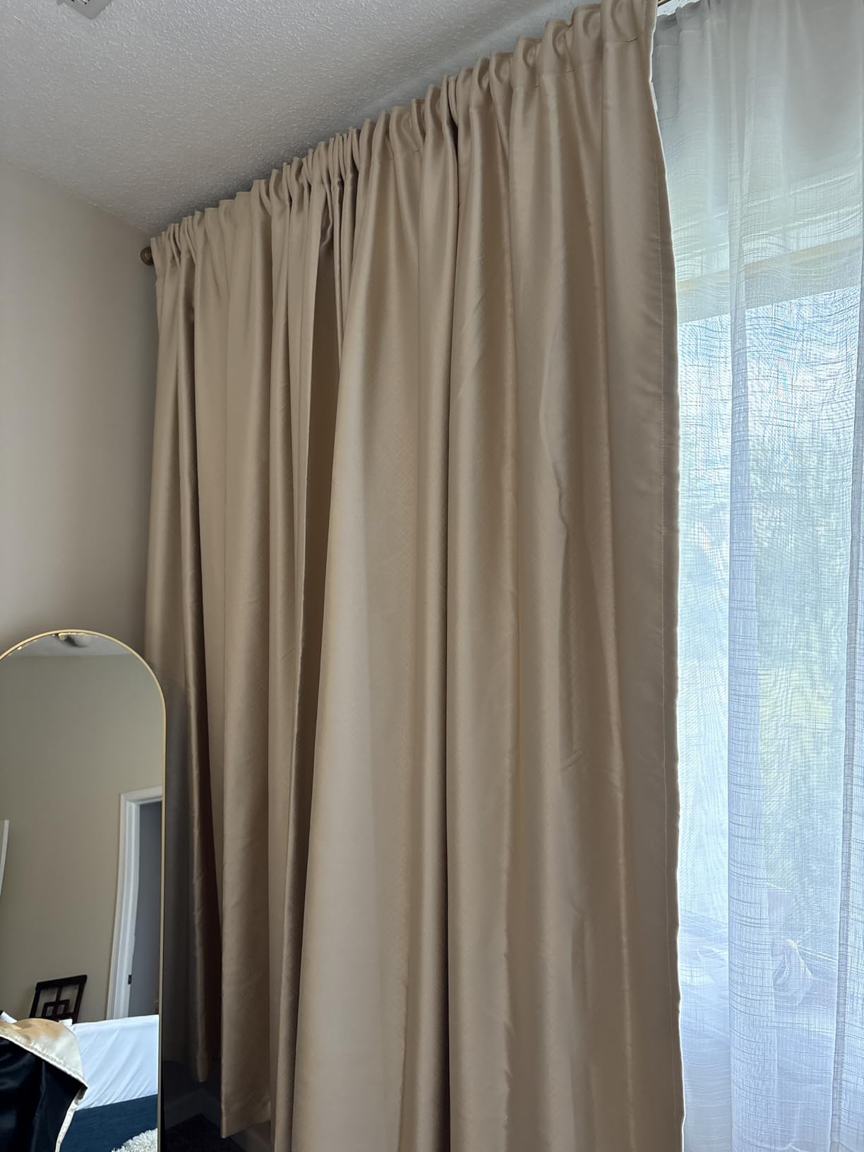 Room Divider Curtains Total Blackout Privacy Curtain Panel Room Thermal Insulated Noise Reduction Curtains for Bedroom Window Living Room Ceiling Track Curtain W 8.3 ft × H 7 ft Black customer photo 2