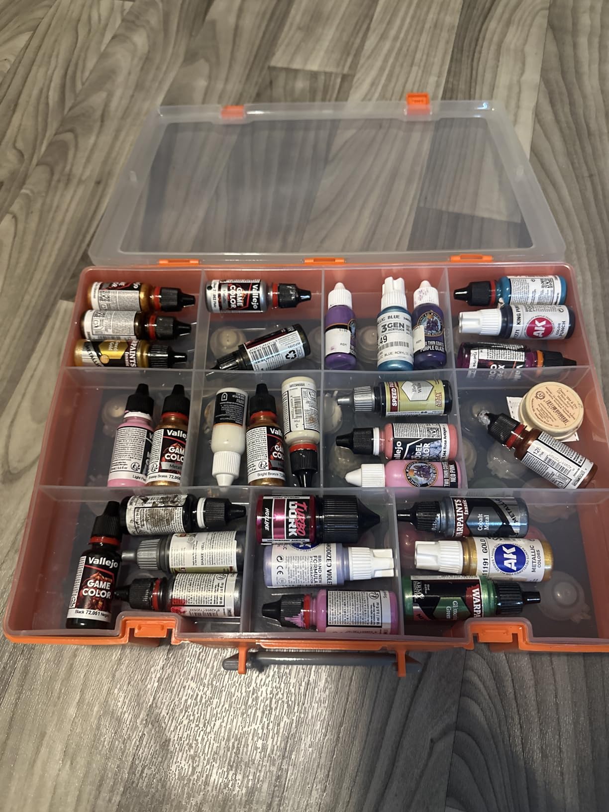 Evemodel 1set Model Paint Organizer with 60 Holes (Diameter 32.5mm) Pigment Bottle Storage Suitcase Dual-layer Portable Box SN03S Miniature Paint Storage customer photo 2