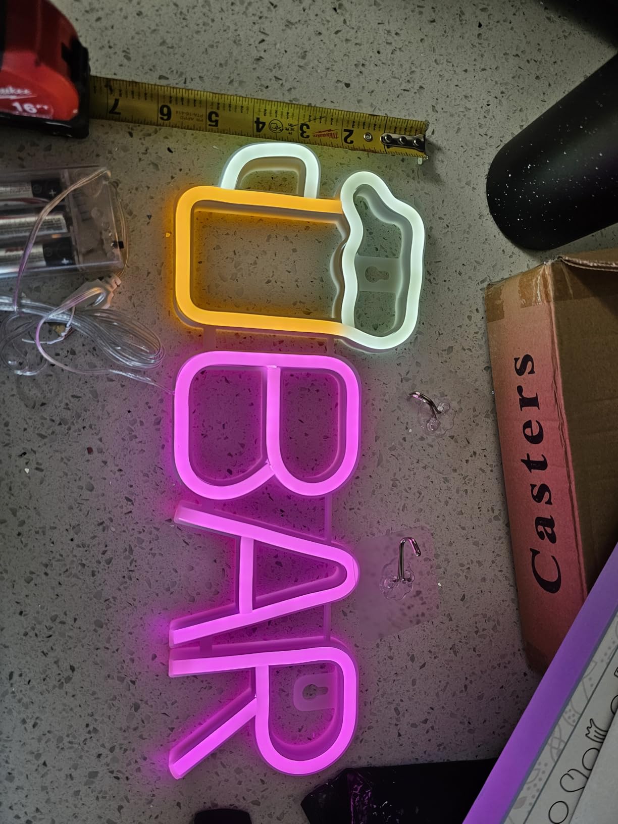 ENUOLI Bar Neon Sign Beer Neon Light Bar LED Light Wall Decor (Warm White) | USB/Battery Powered Led Sign for Man Cave Bar Neon Sign for Birthday Bar Nightclub Wedding Holiday Celebration Party Decor customer photo 1
