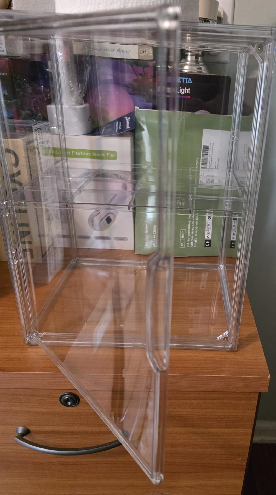 LXLXXL Clear Acrylic Display Case, Stackable Plastic Storage Bins with Magnetic Attraction Lid, Showcase for Cosmetic, Large Figures Collectibles, X-Large customer photo 1