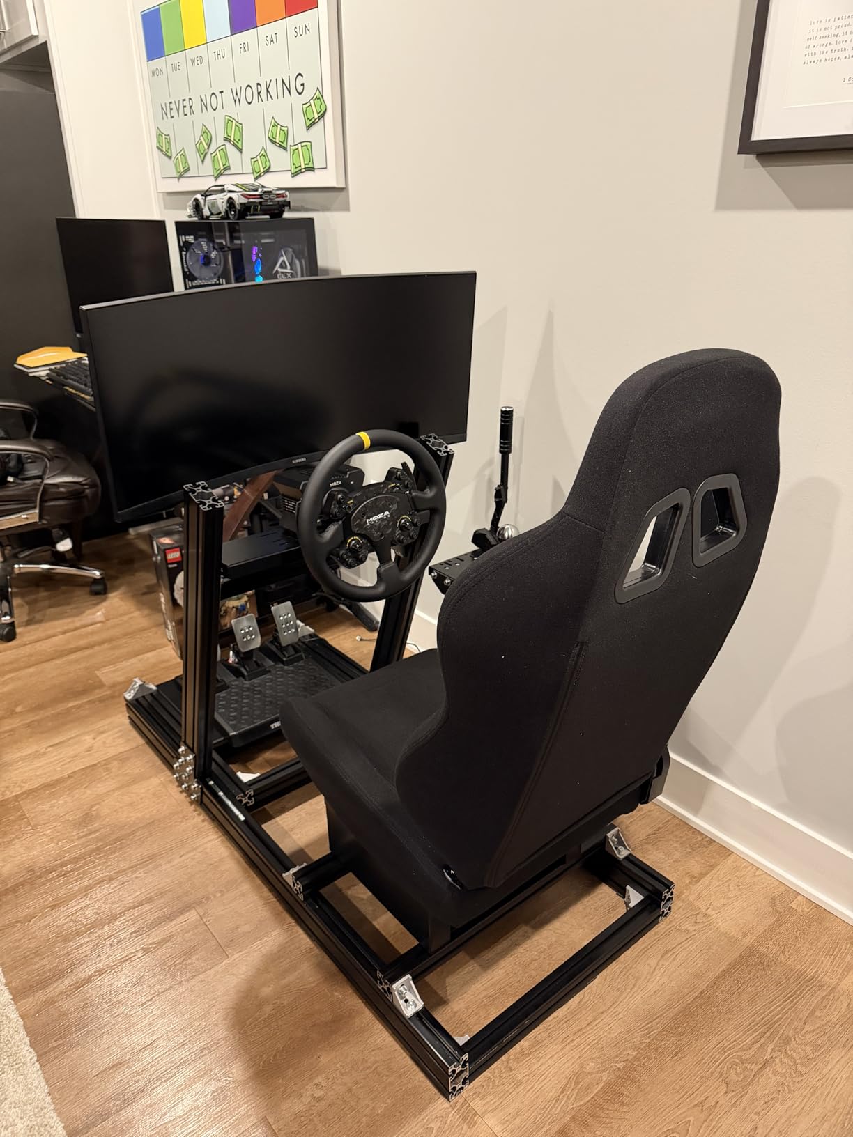 Marada 8040 Aluminum Profile Pro Racing Simulator Cockpit with Black Seat | Unlimited Adjustment, Fit for Thrustmaster/Fanatec/Logitech G29 GPro, Not Include Steering Wheel Pedals Handbrake customer photo 2