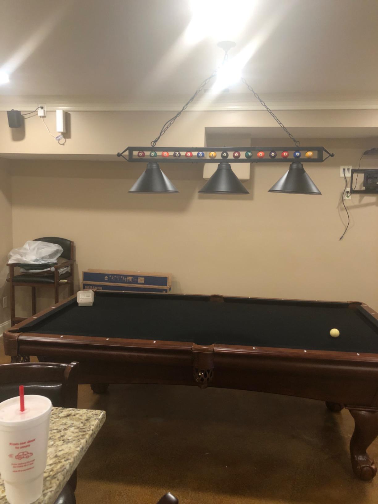 Wellmet 59 Inch Billiard Pool Table Light Fixture Hanging Over Pool Table | 3 Light Modern Kitchen Island Pendant Lights with Metal Shade customer photo 2