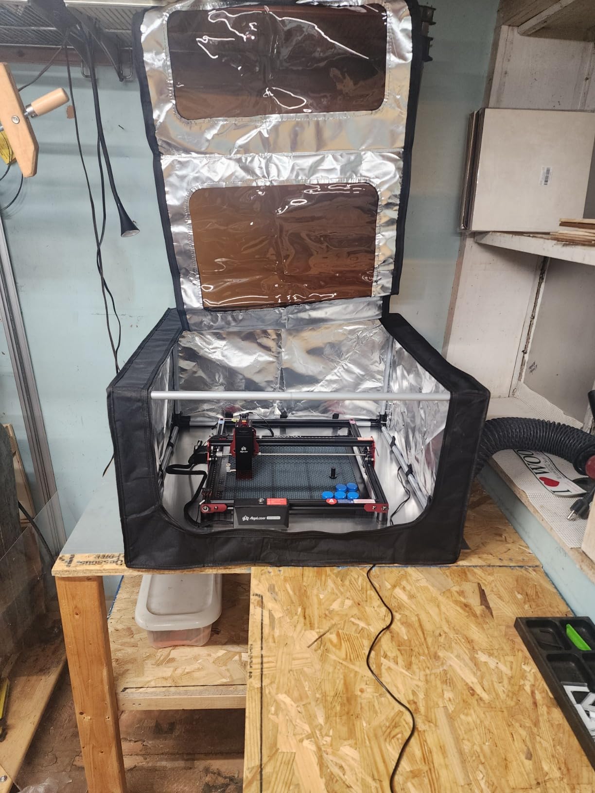 Creality Laser Engraver Cover V2.0 Fireproof and Dustproof Protective Enclosure with Exhaust Fan 4000RPM Pipe for Most Laser Cutter, Insulates Against Smoke, Odor and Noise Eye Protection720x720x400mm customer photo 1