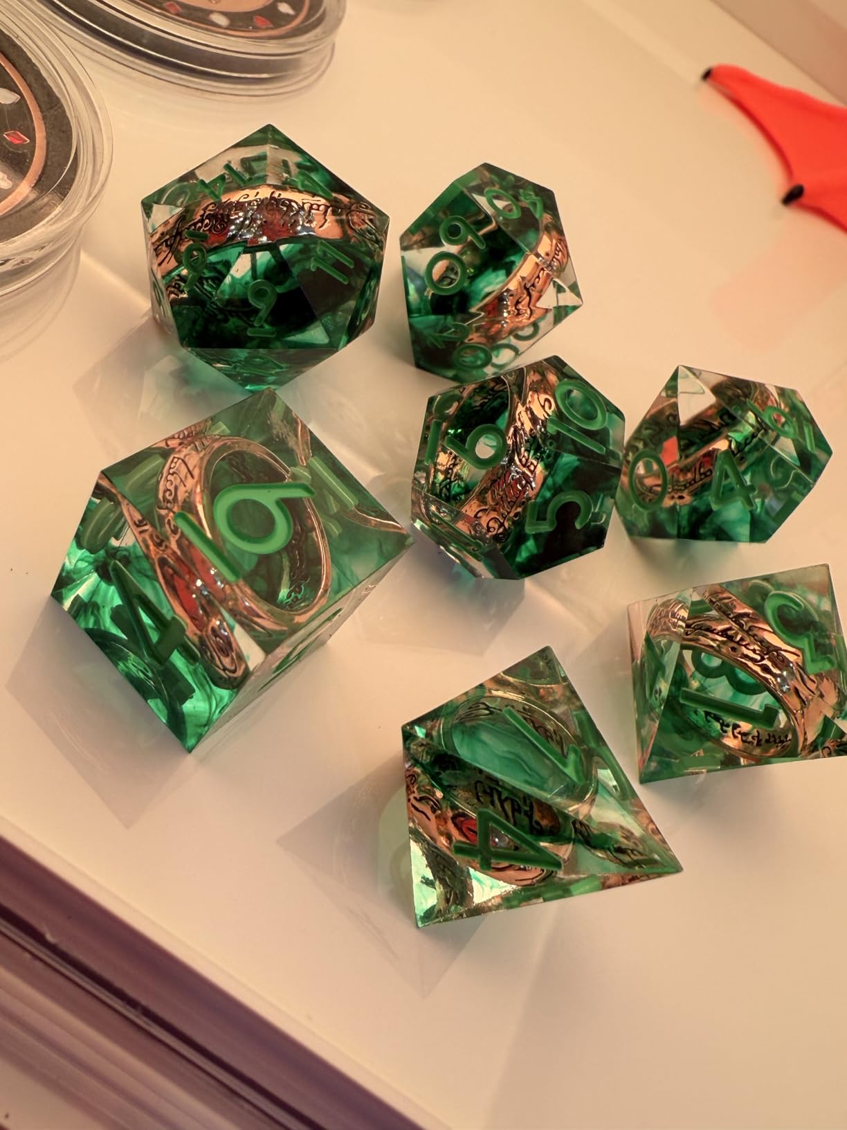 FONVGOGO Liquid Core DND Dice Set,Dragon Eye Dice for Dungeons and Dragons | Sharp Edge Resin Beholder D and D Dice Set for TTRPG RPG Role Playing Games, Red Polyhedral Dice, DND Gifts for Board Games customer photo 2