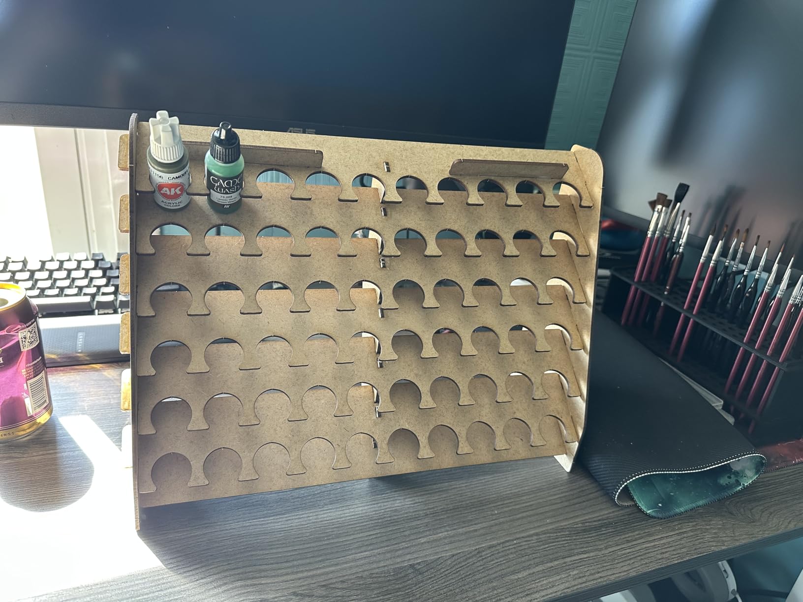 PROSCALE Wall Paint Rack Organizer for Miniatures & Modeling, Vertical Paint Stand with 26mm Dropper Holes + Top Brush/Tool Holder, Compatible with Vallejo, Army Painter, AK (26mm) customer photo 2